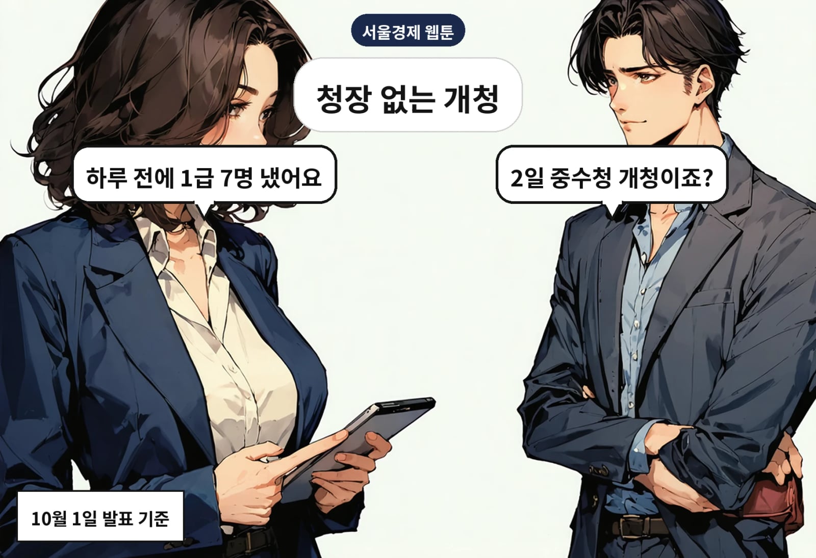 B: 2일 중수청 개청이죠? A: 하루 전에 1급 7명 냈어요