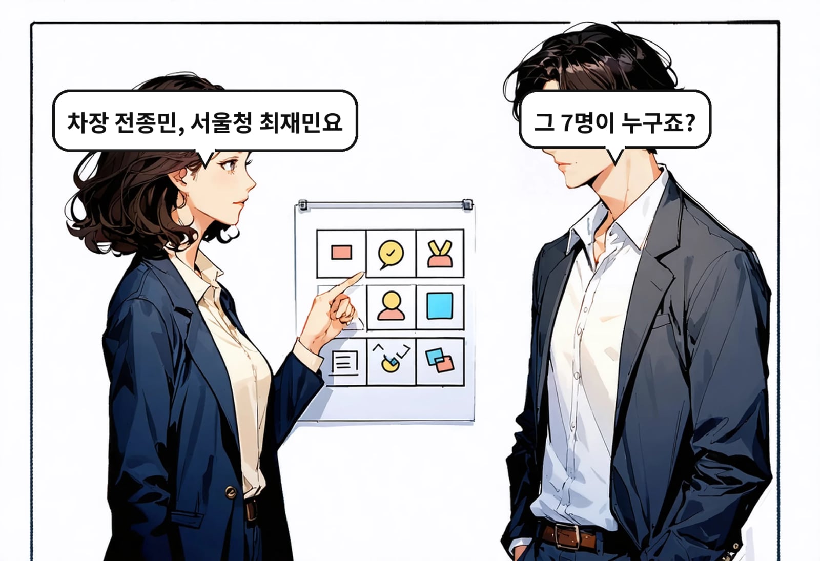 B: 그 7명이 누구죠? A: 차장 전종민, 서울청 최재민요