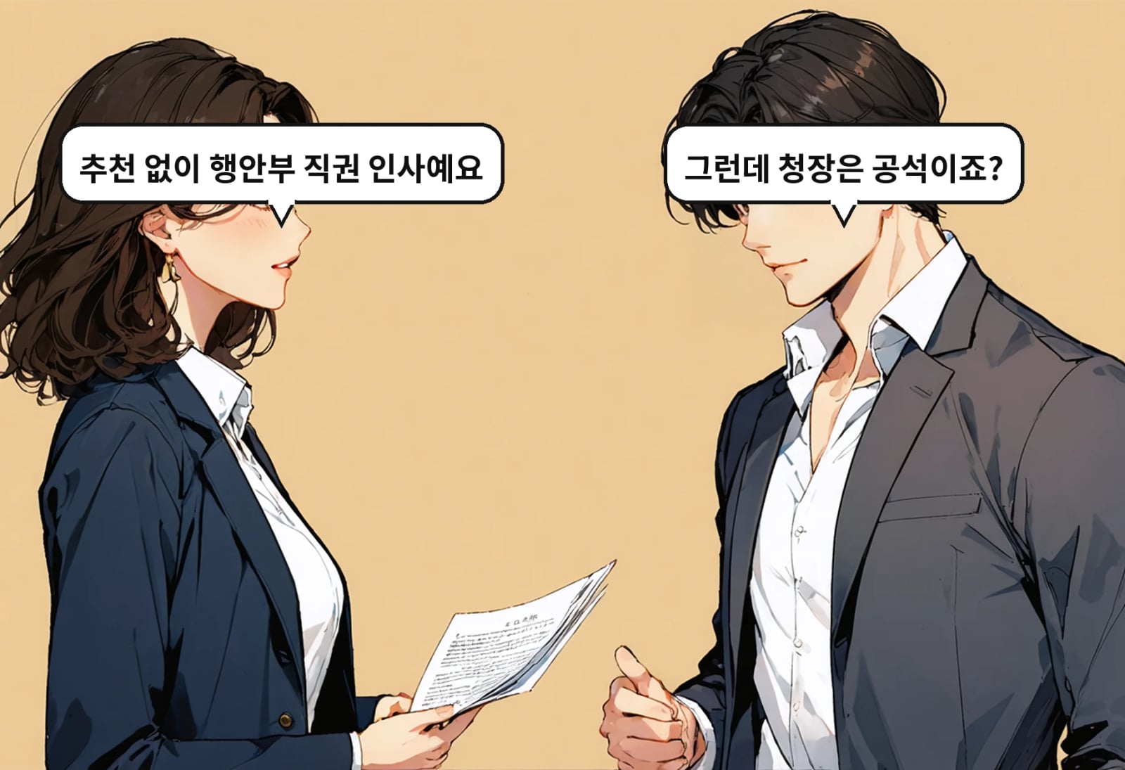 B: 그런데 청장은 공석이죠? A: 추천 없이 행안부 직권 인사예요