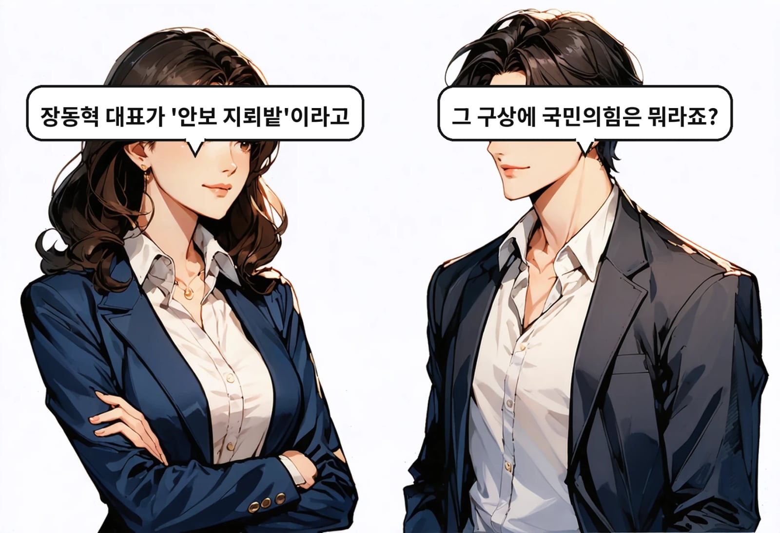 B: 그 구상에 국민의힘은 뭐라죠? A: 장동혁 대표가 '안보 지뢰밭'이라고
