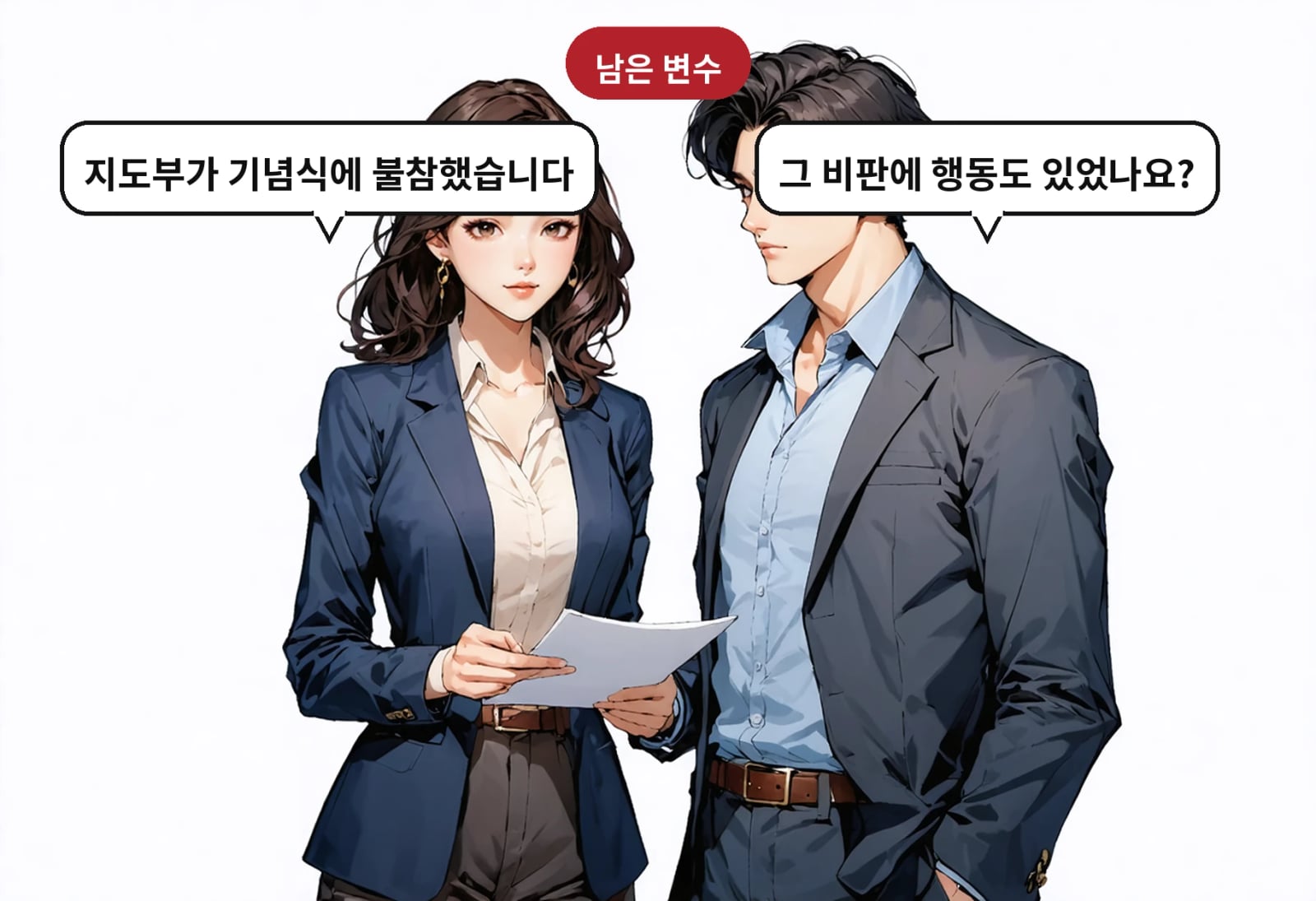 B: 그 비판에 행동도 있었나요? A: 지도부가 기념식에 불참했습니다