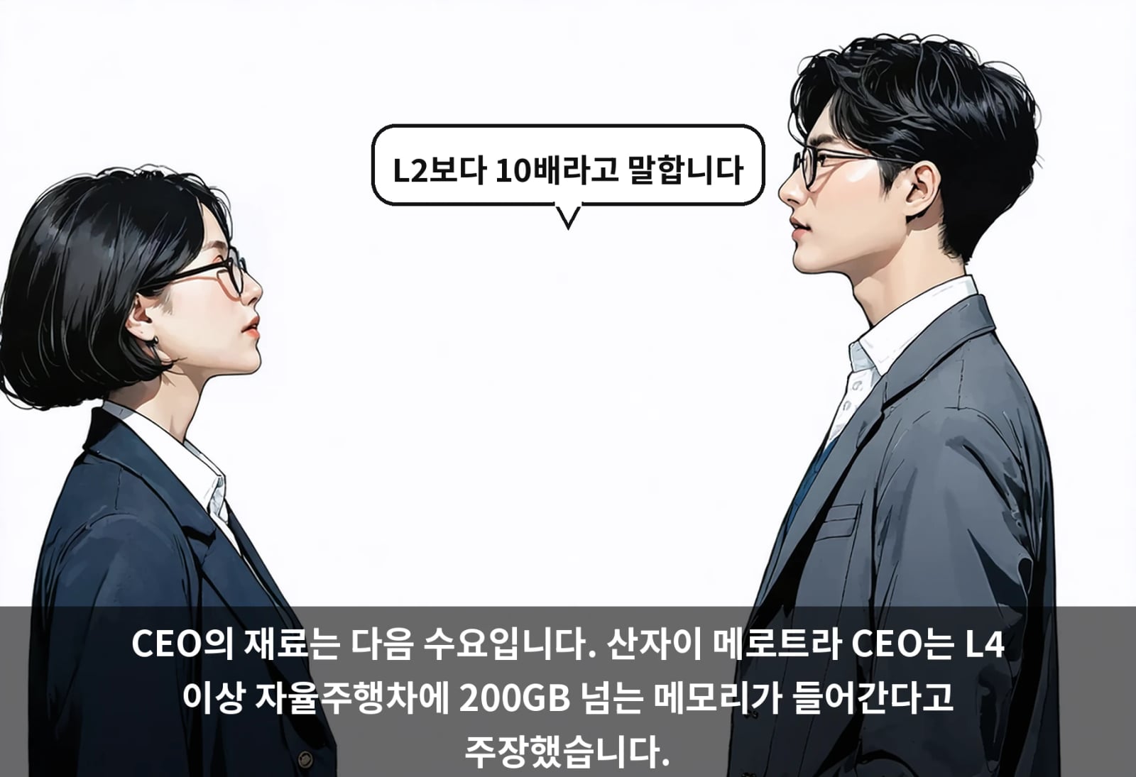 CEO의 재료는 다음 수요입니다. 산자이 메로트라 CEO는 L4 이상 자율주행차에 200GB 넘는 메모리가 들어간다고 주장했습니다.