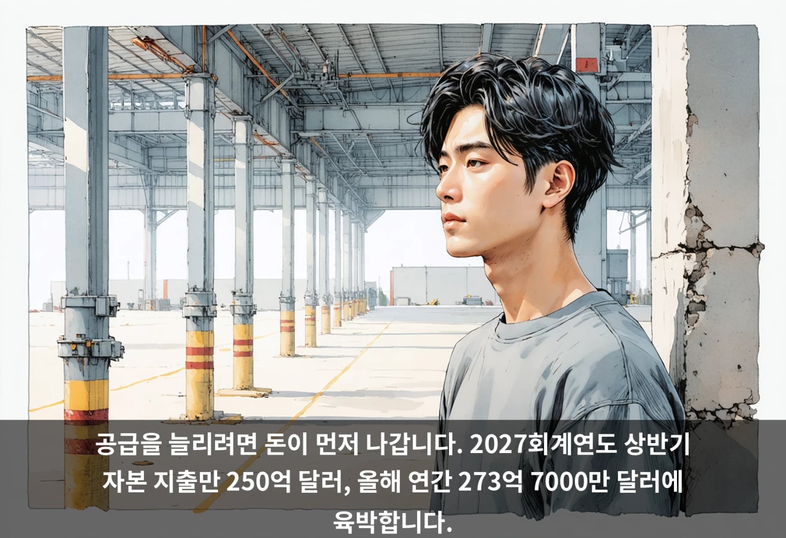 공급을 늘리려면 돈이 먼저 나갑니다. 2027회계연도 상반기 자본 지출만 250억 달러, 올해 연간 273억 7000만 달러에 육박합니다.