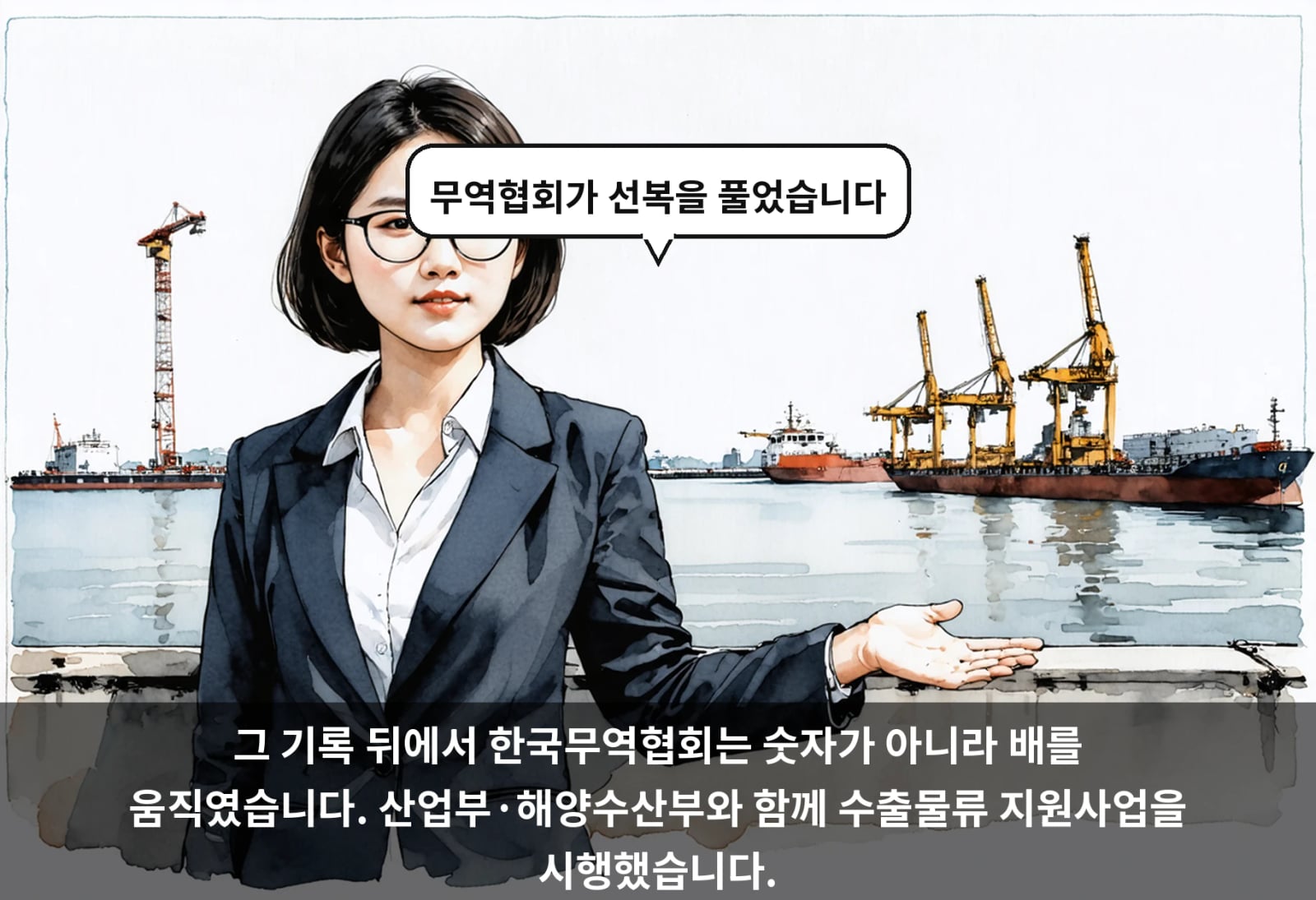 그 기록 뒤에서 한국무역협회는 숫자가 아니라 배를 움직였습니다. 산업부·해양수산부와 함께 수출물류 지원사업을 시행했습니다.