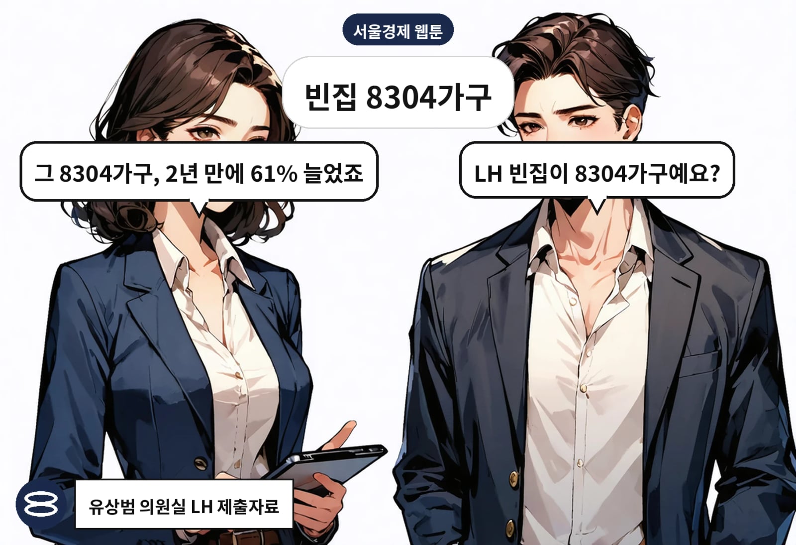 B: LH 빈집이 8304가구예요? A: 그 8304가구, 2년 만에 61% 늘었죠