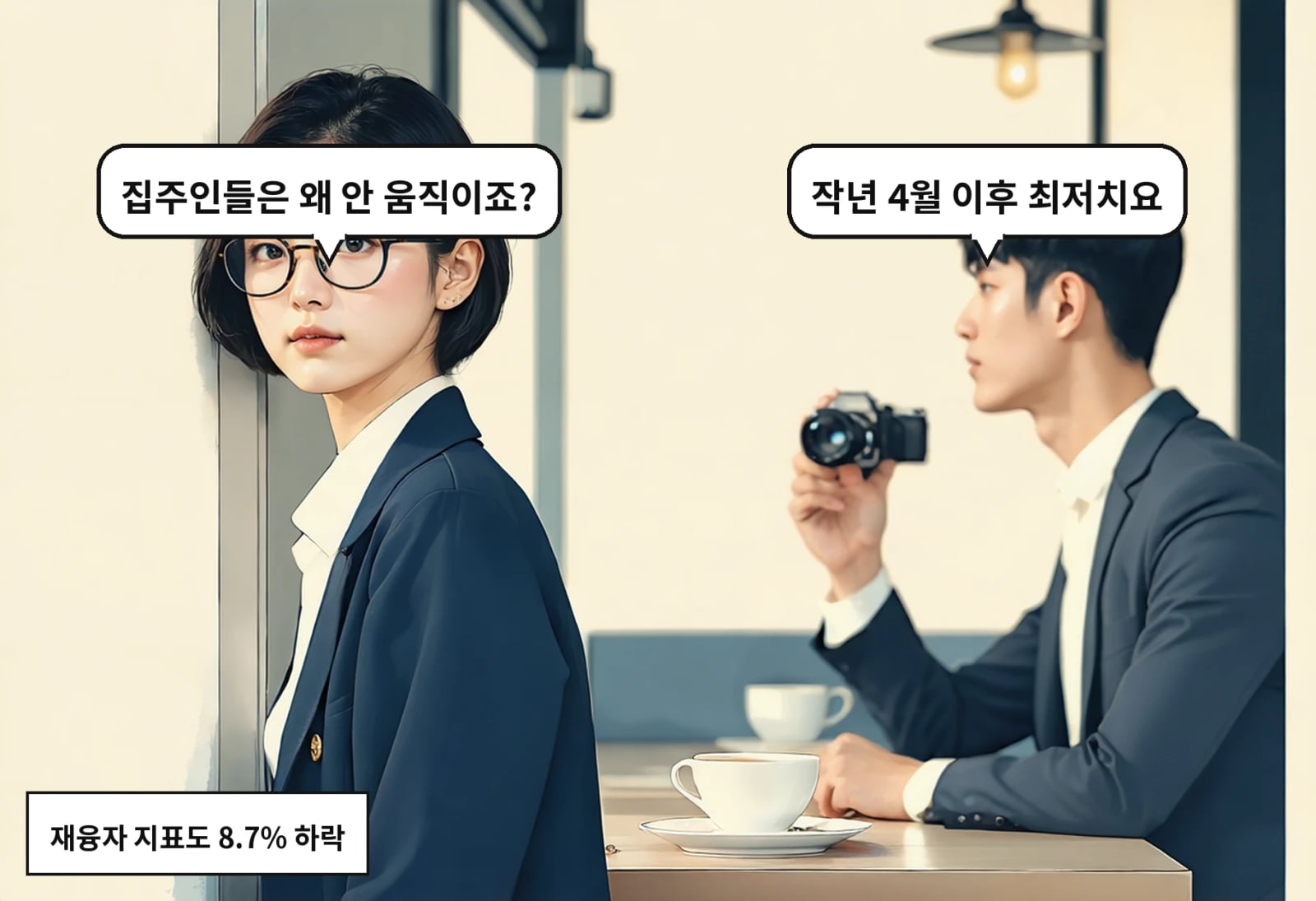 A: 작년 4월 이후 최저치요 B: 집주인들은 왜 안 움직이죠?