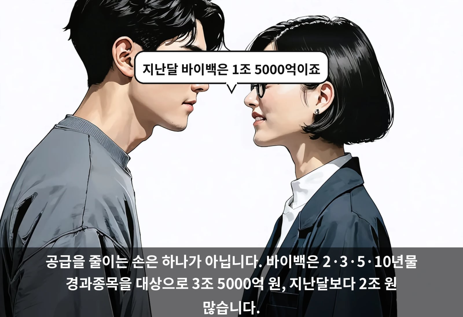 공급을 줄이는 손은 하나가 아닙니다. 바이백은 2·3·5·10년물 경과종목을 대상으로 3조 5000억 원, 지난달보다 2조 원 많습니다.