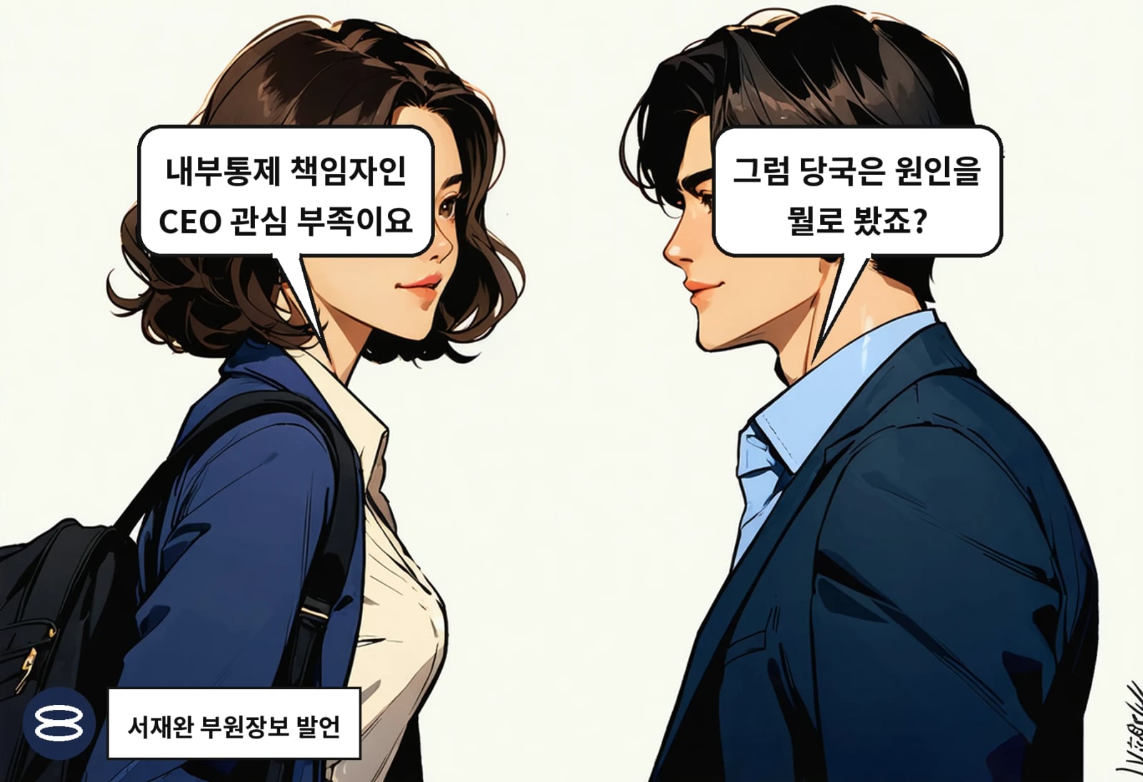 B: 그럼 당국은 원인을 뭘로 봤죠? A: 내부통제 책임자인 CEO 관심 부족이요