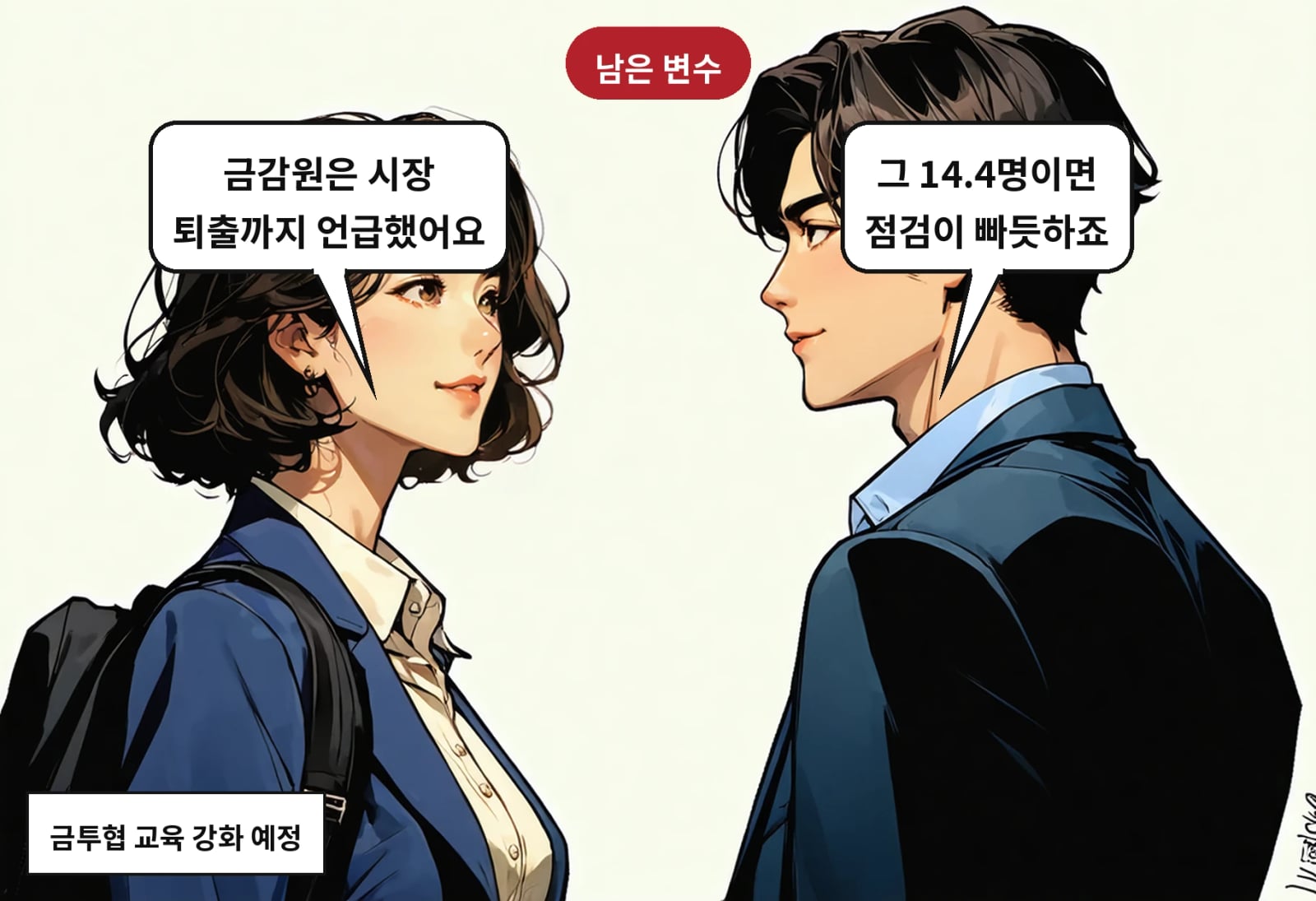 A: 그 14.4명이면 점검이 빠듯하죠 B: 금감원은 시장 퇴출까지 언급했어요