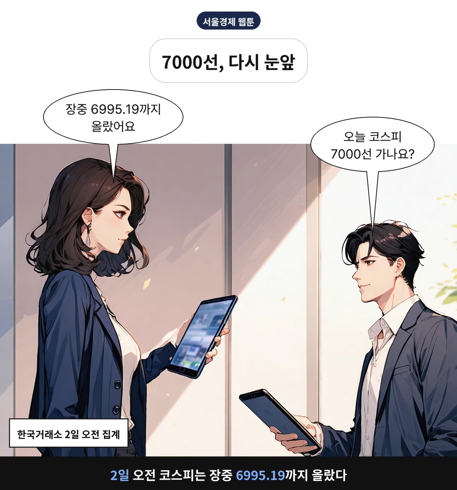 2일 오전 코스피는 장중 6995.19까지 올랐다
