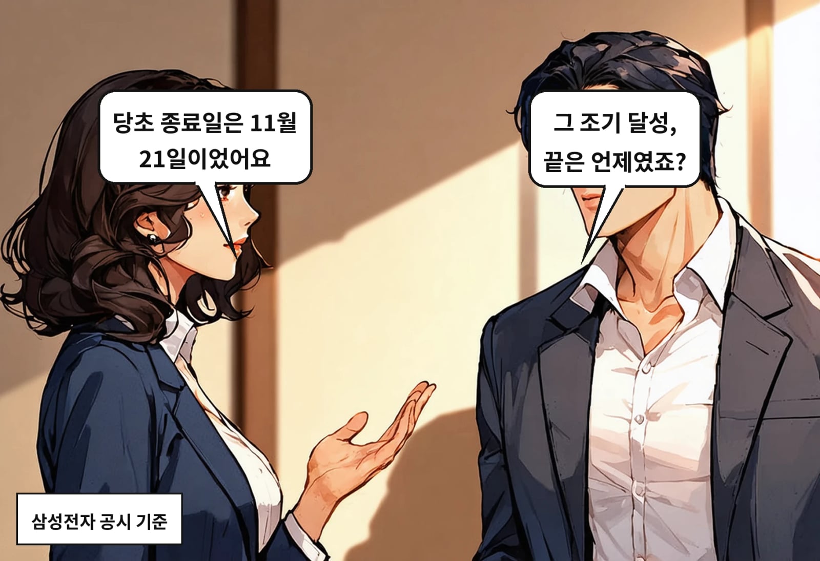 B: 그 조기 달성, 끝은 언제였죠? A: 당초 종료일은 11월 21일이었어요