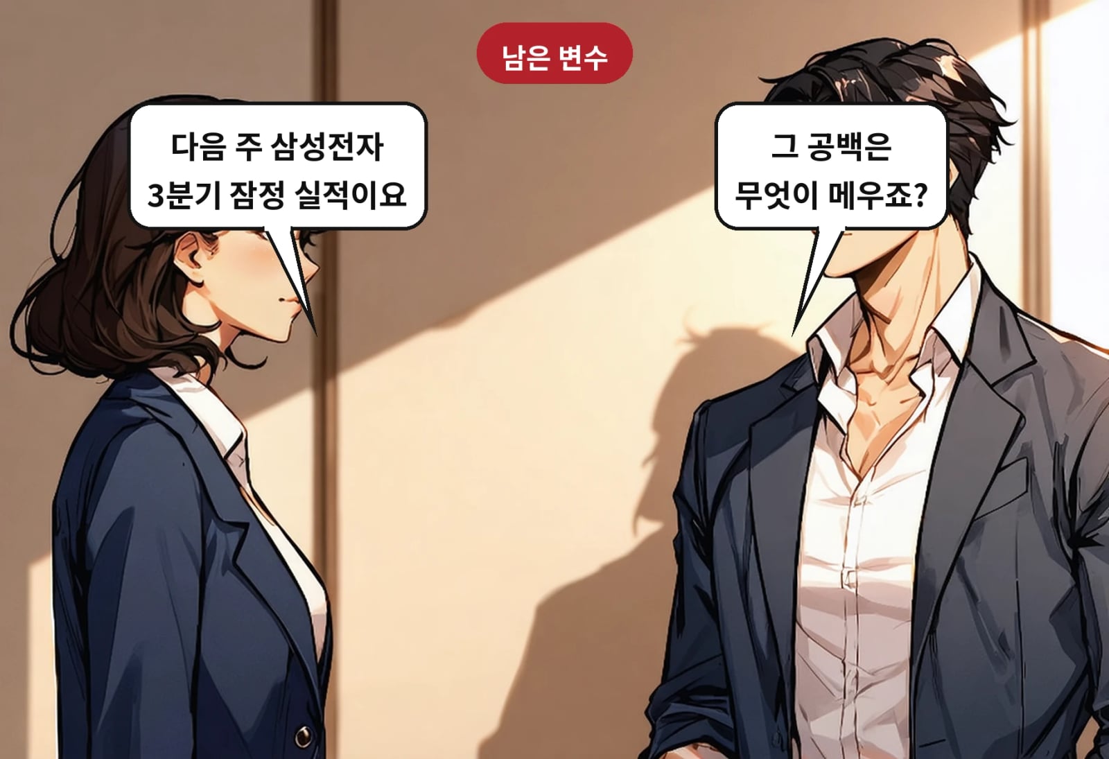 B: 그 공백은 무엇이 메우죠? A: 다음 주 삼성전자 3분기 잠정 실적이요