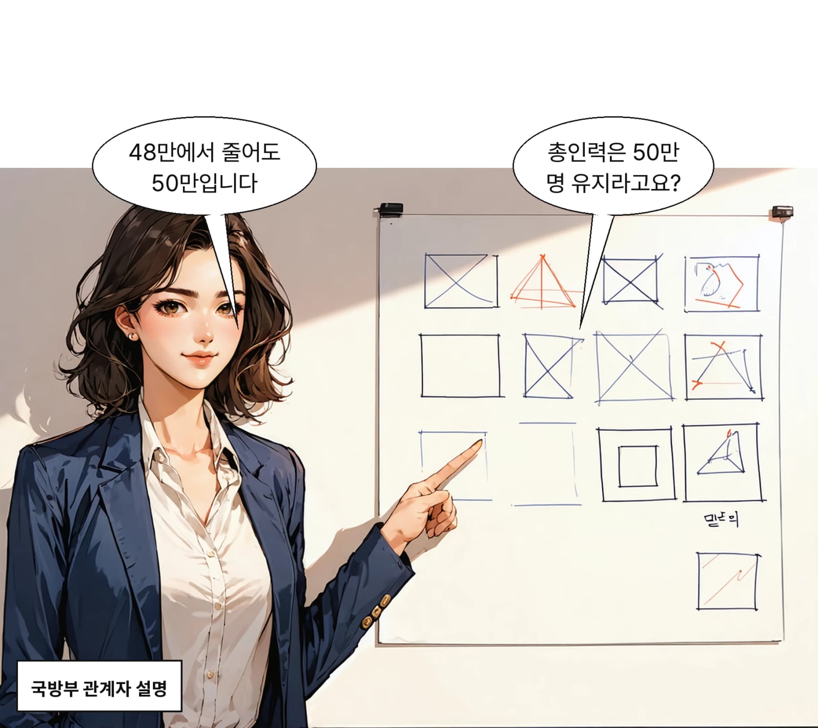 현역 48만 명을 줄이되 국방 총인력은 50만 명 수준을 유지한다