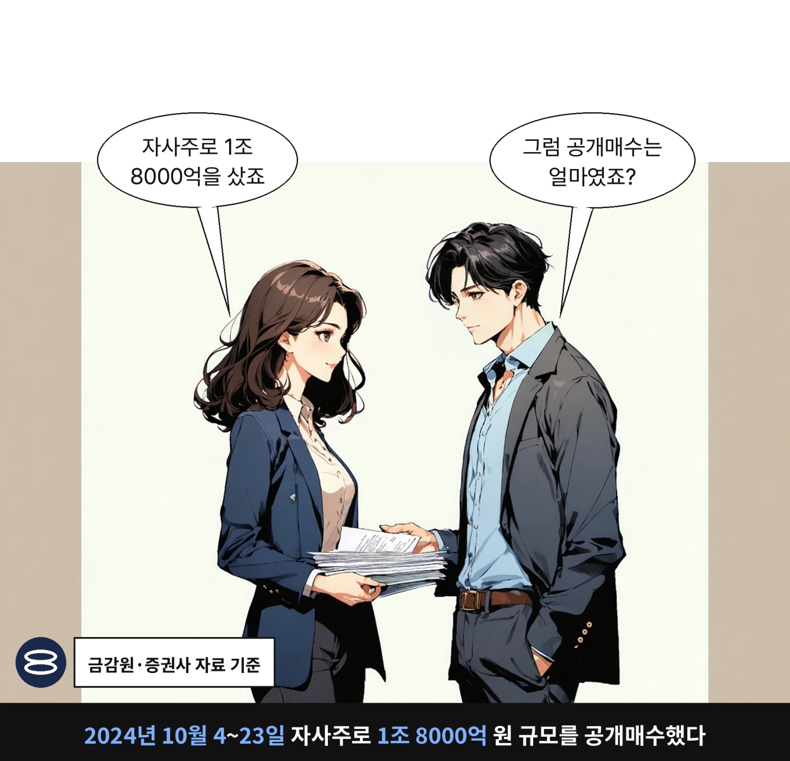 2024년 10월 4~23일 자사주로 1조 8000억 원 규모를 공개매수했다