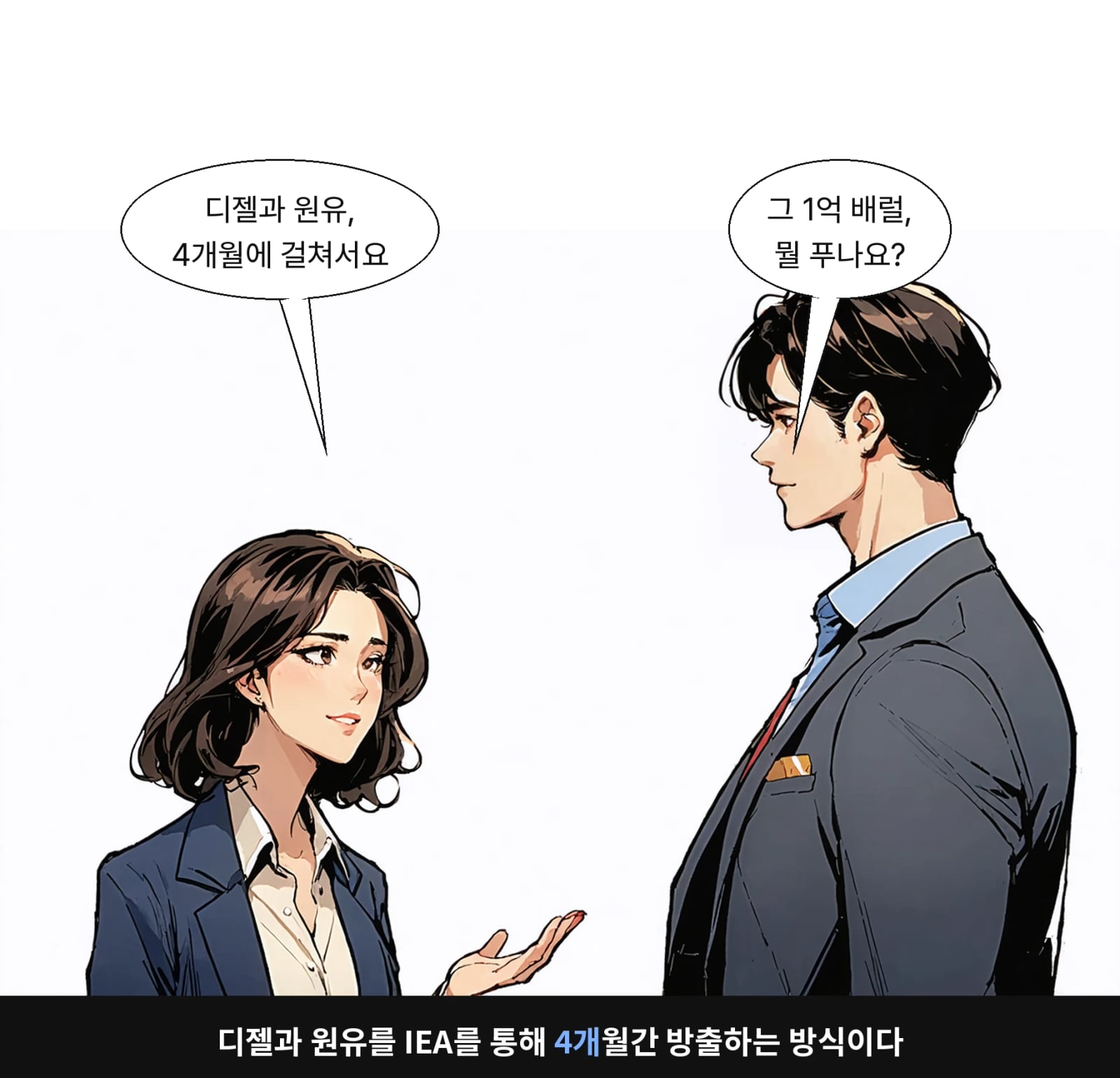 디젤과 원유를 IEA를 통해 4개월간 방출하는 방식이다