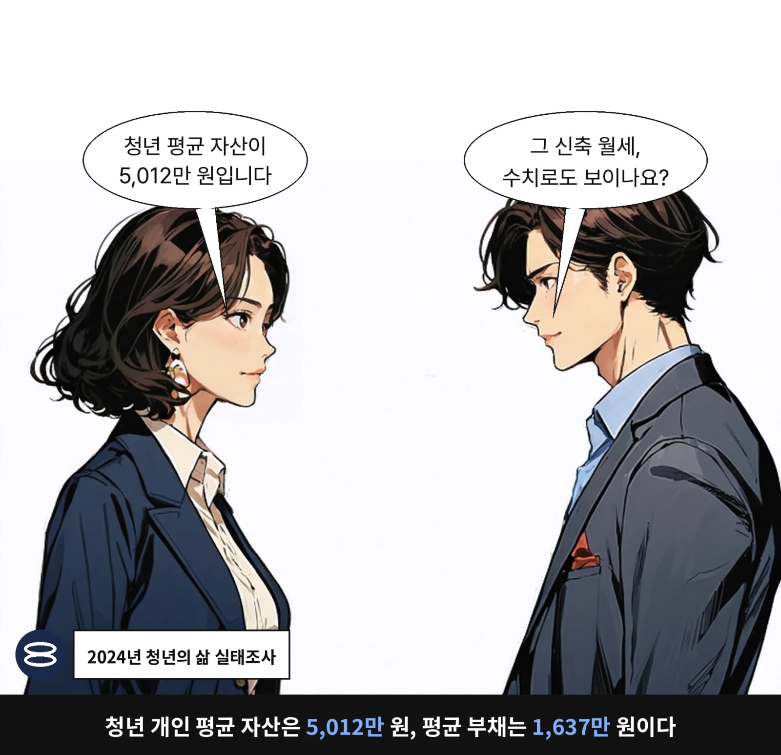 청년 개인 평균 자산은 5,012만 원, 평균 부채는 1,637만 원이다