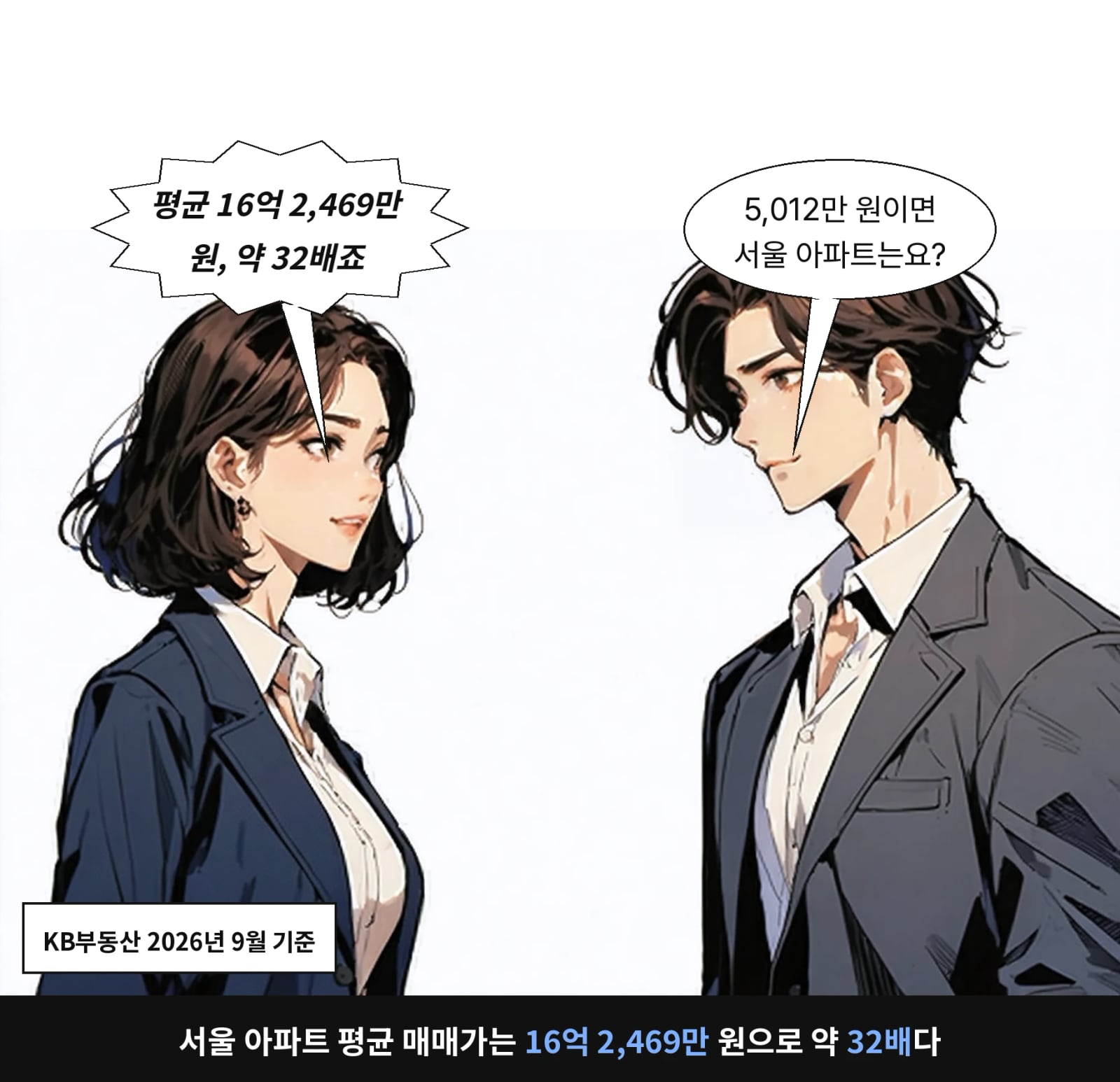 서울 아파트 평균 매매가는 16억 2,469만 원으로 약 32배다