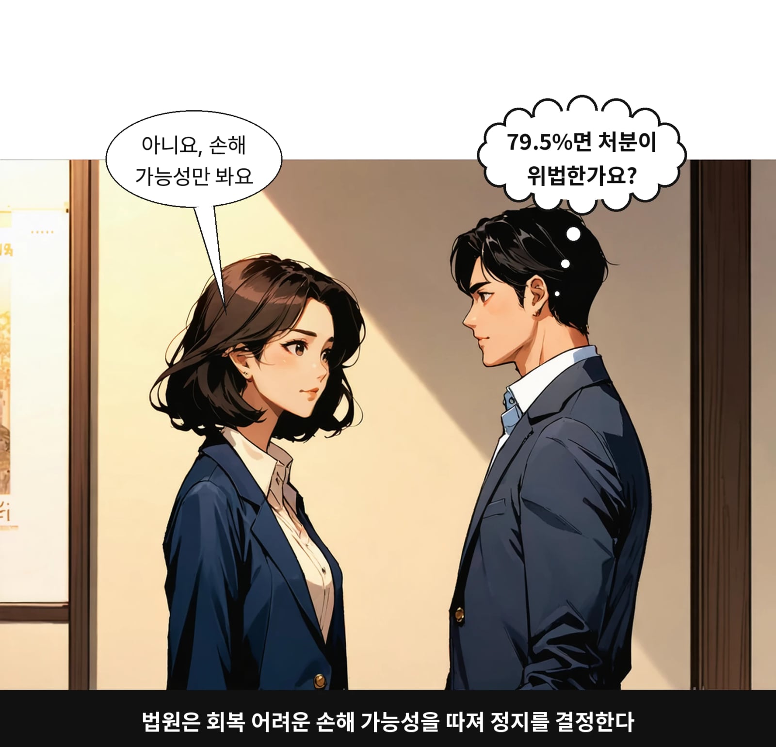 법원은 회복 어려운 손해 가능성을 따져 정지를 결정한다