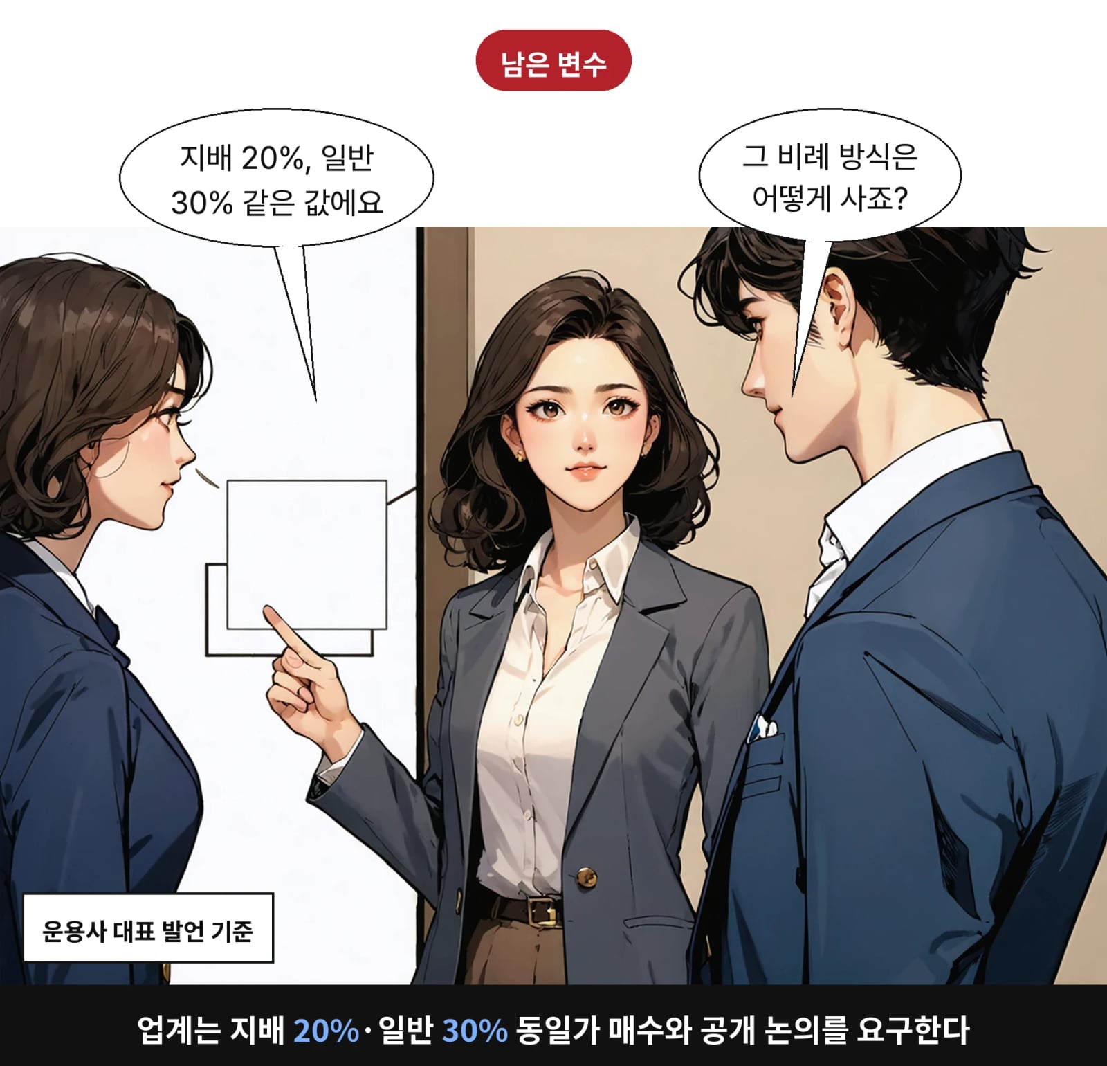 업계는 지배 20%·일반 30% 동일가 매수와 공개 논의를 요구한다