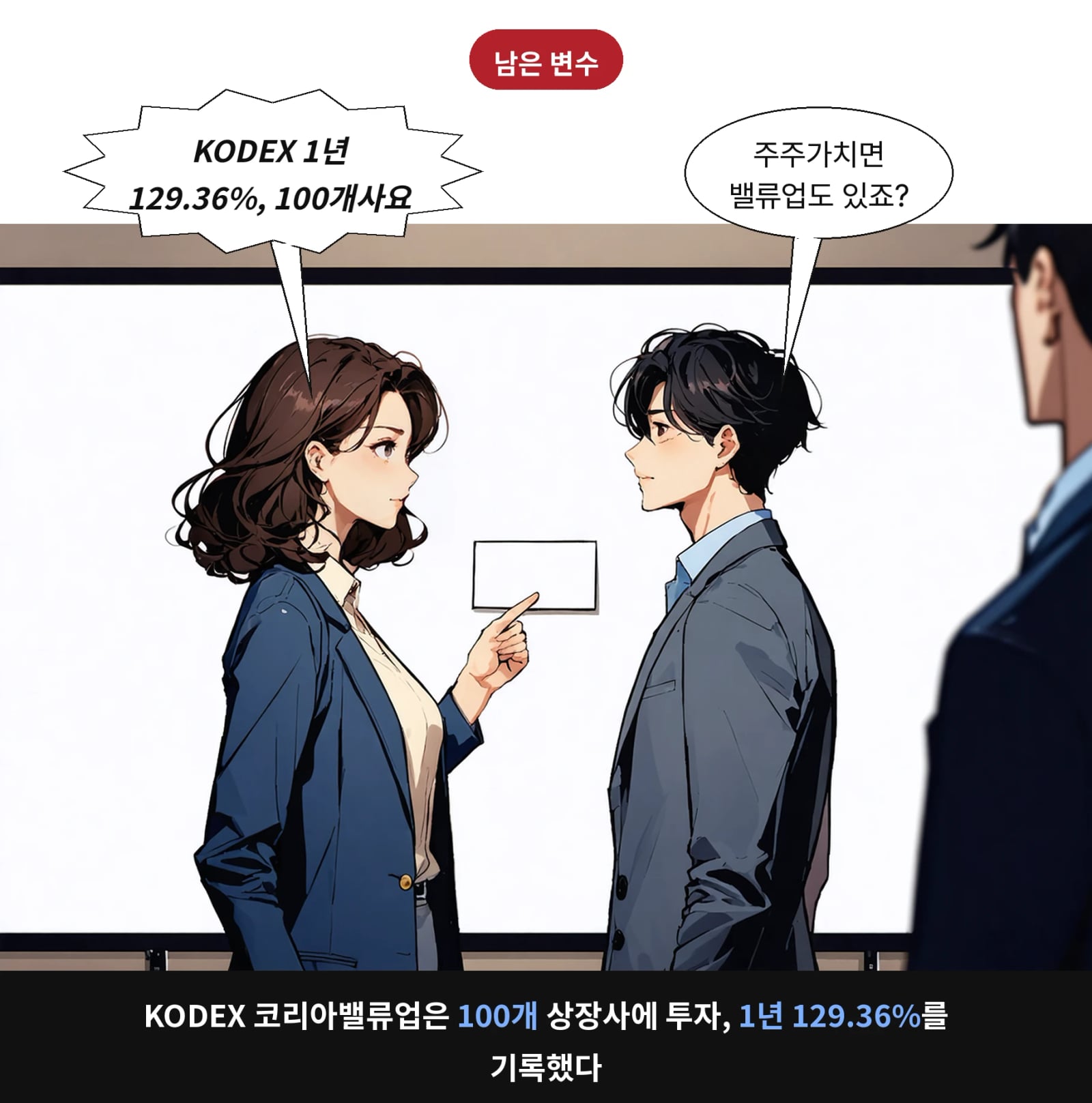 KODEX 코리아밸류업은 100개 상장사에 투자, 1년 129.36%를 기록했다