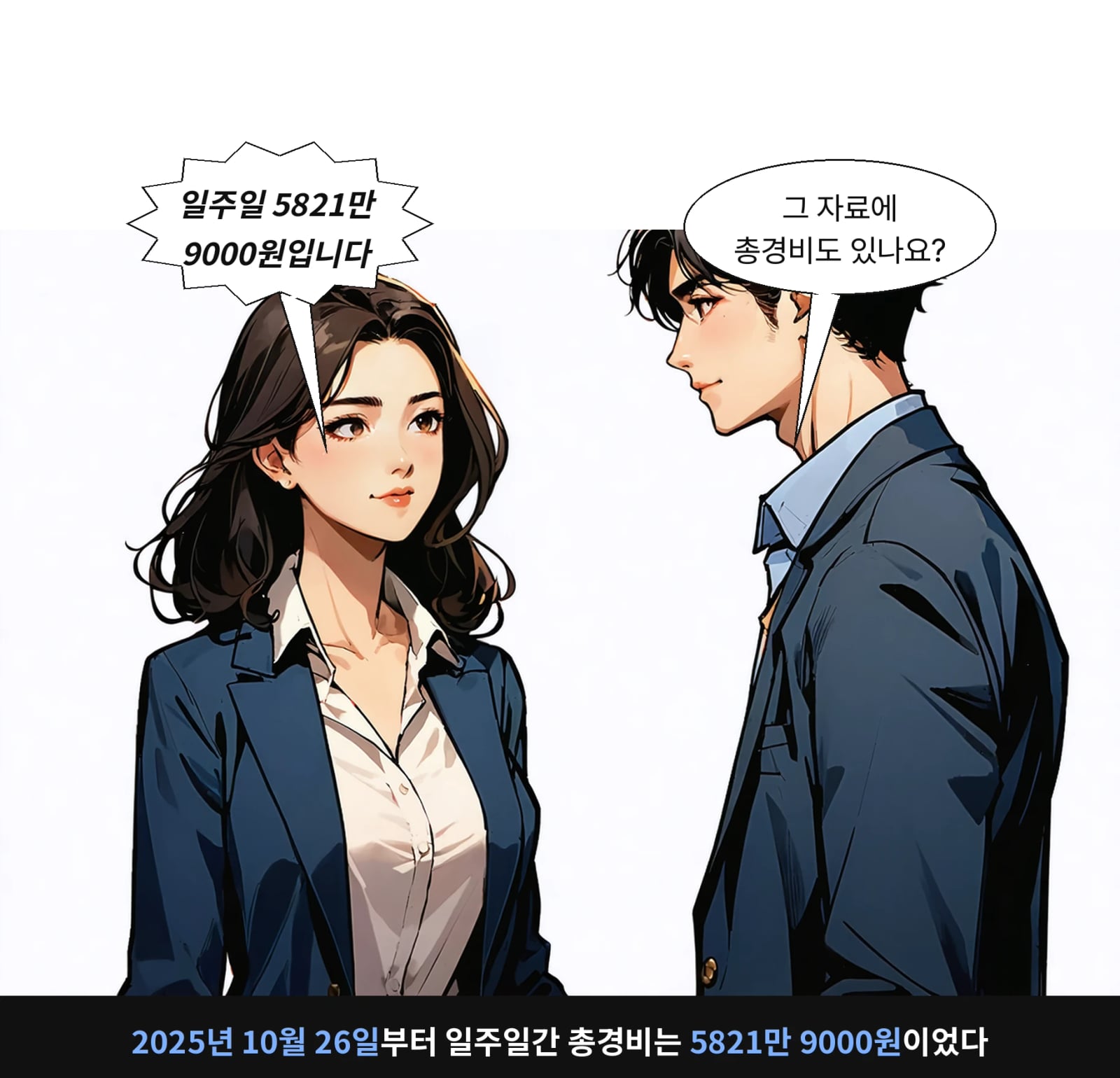 2025년 10월 26일부터 일주일간 총경비는 5821만 9000원이었다