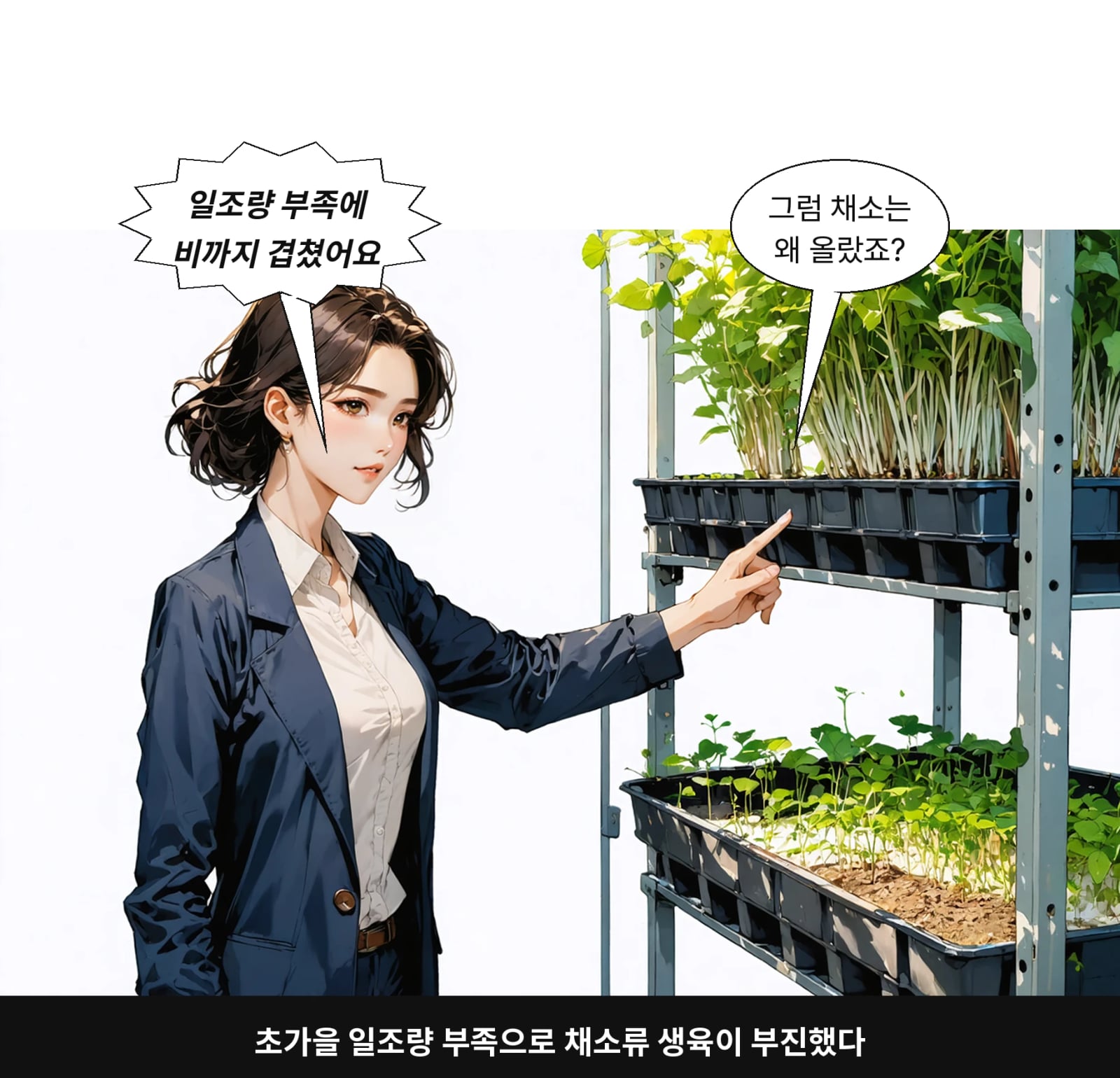 초가을 일조량 부족으로 채소류 생육이 부진했다