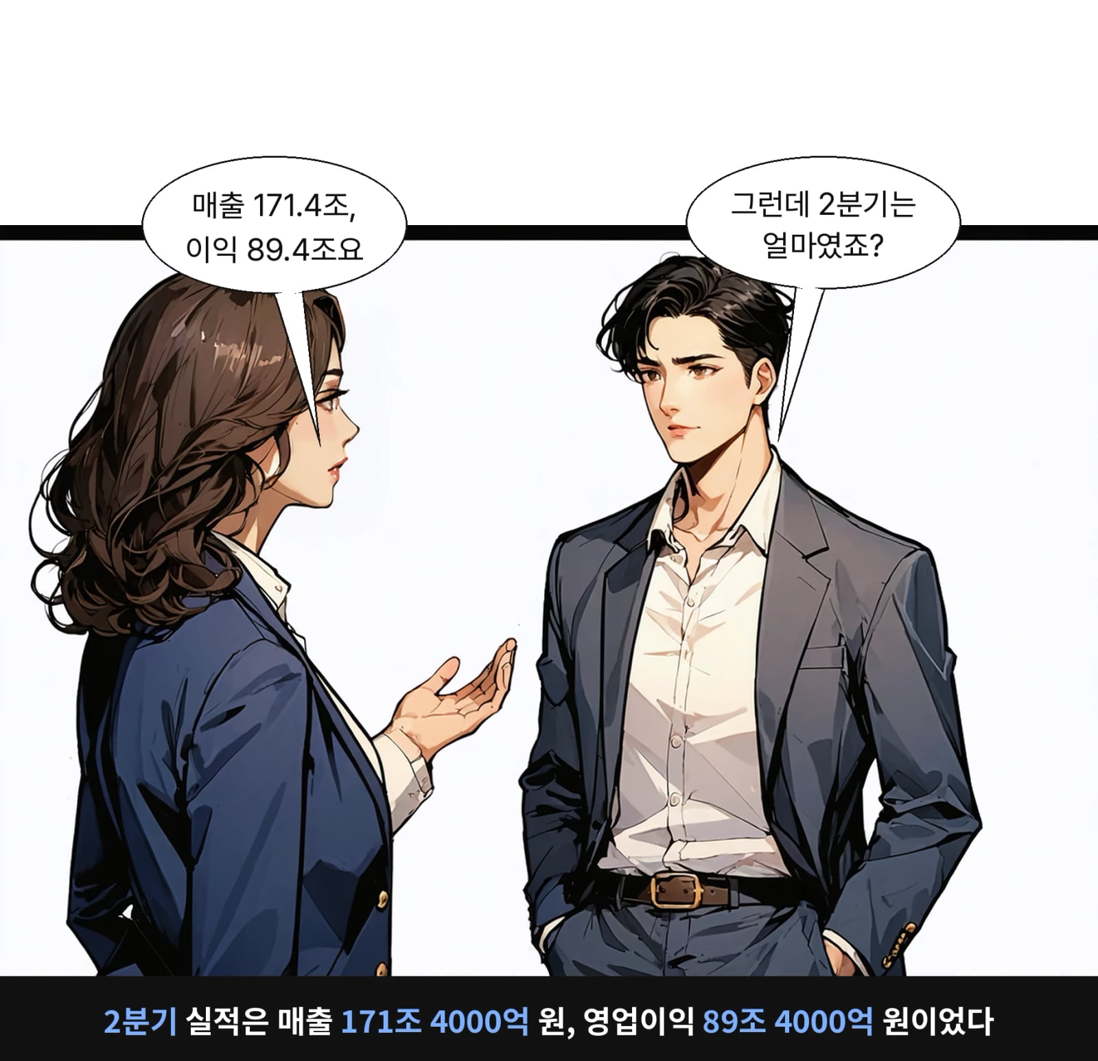 2분기 실적은 매출 171조 4000억 원, 영업이익 89조 4000억 원이었다