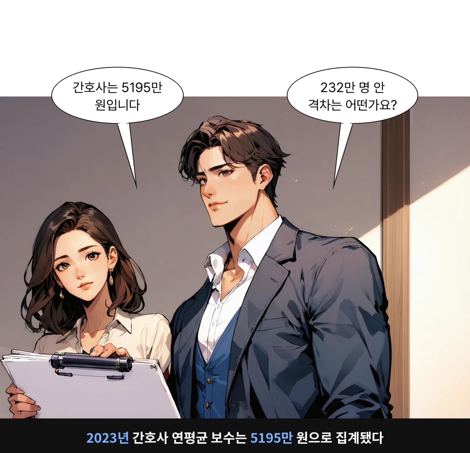2023년 간호사 연평균 보수는 5195만 원으로 집계됐다