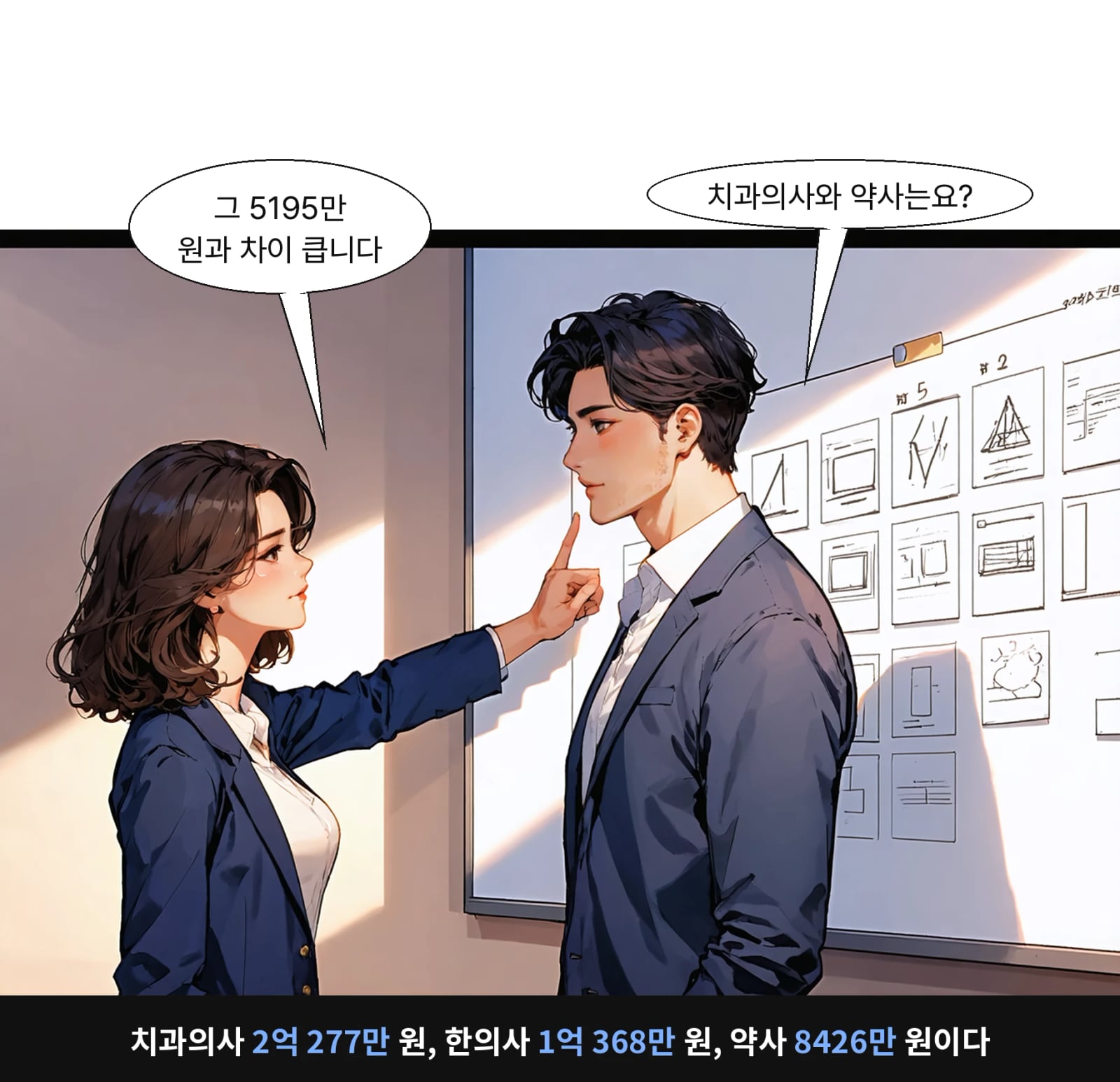 치과의사 2억 277만 원, 한의사 1억 368만 원, 약사 8426만 원이다