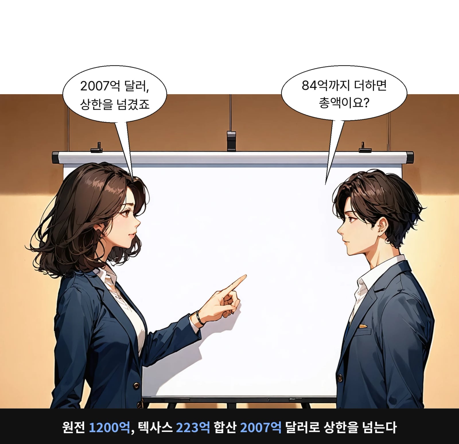 원전 1200억, 텍사스 223억 합산 2007억 달러로 상한을 넘는다