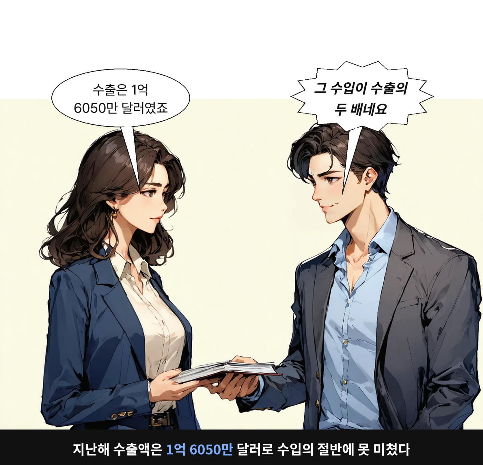 지난해 수출액은 1억 6050만 달러로 수입의 절반에 못 미쳤다