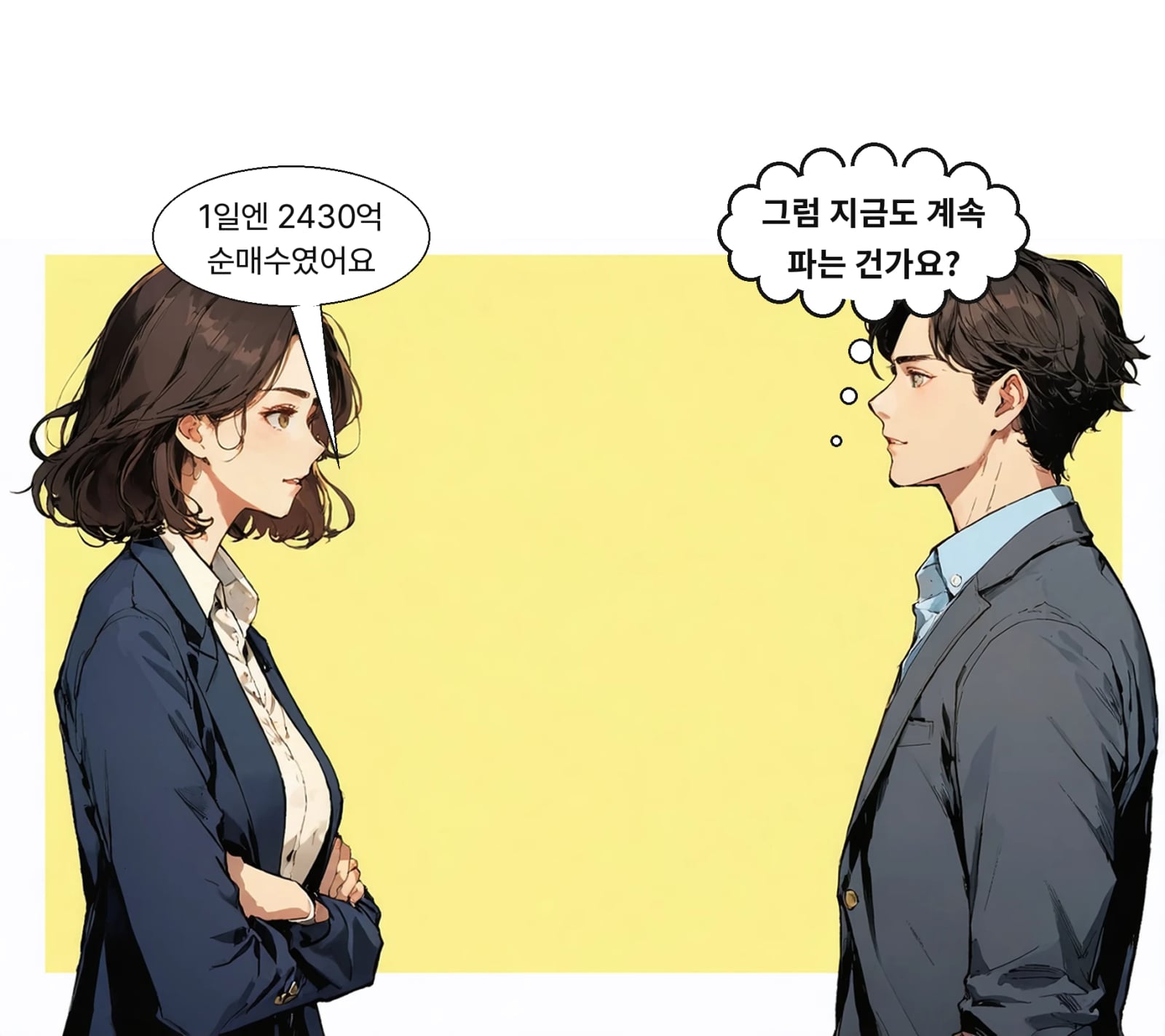 10월 1일 2430억 원 순매수, 2일엔 1900억 원 순매도로 돌아섰다