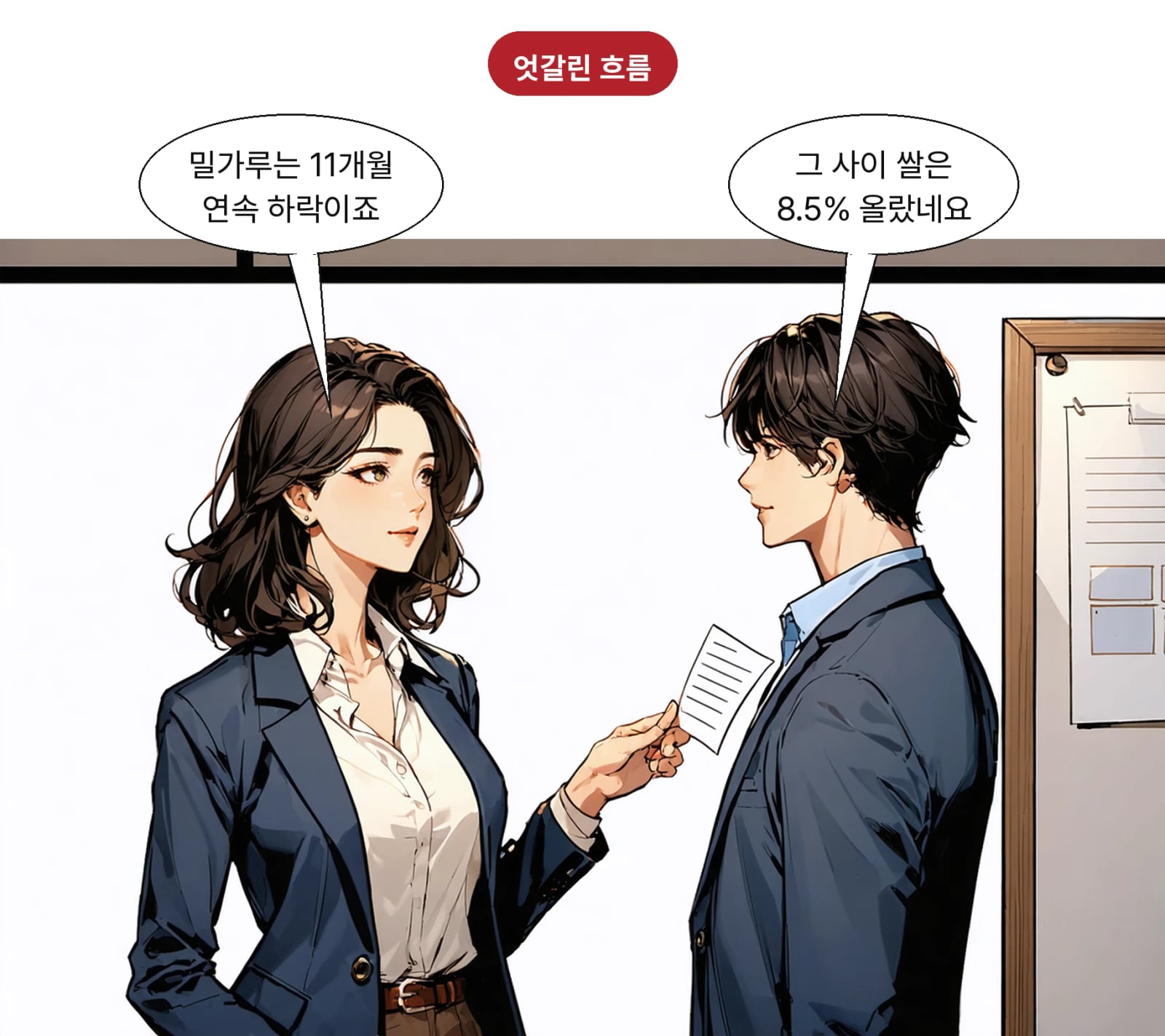 밀가루는 13.1% 하락, 계란 8.2%·쌀 8.5%는 올라 흐름이 엇갈렸다