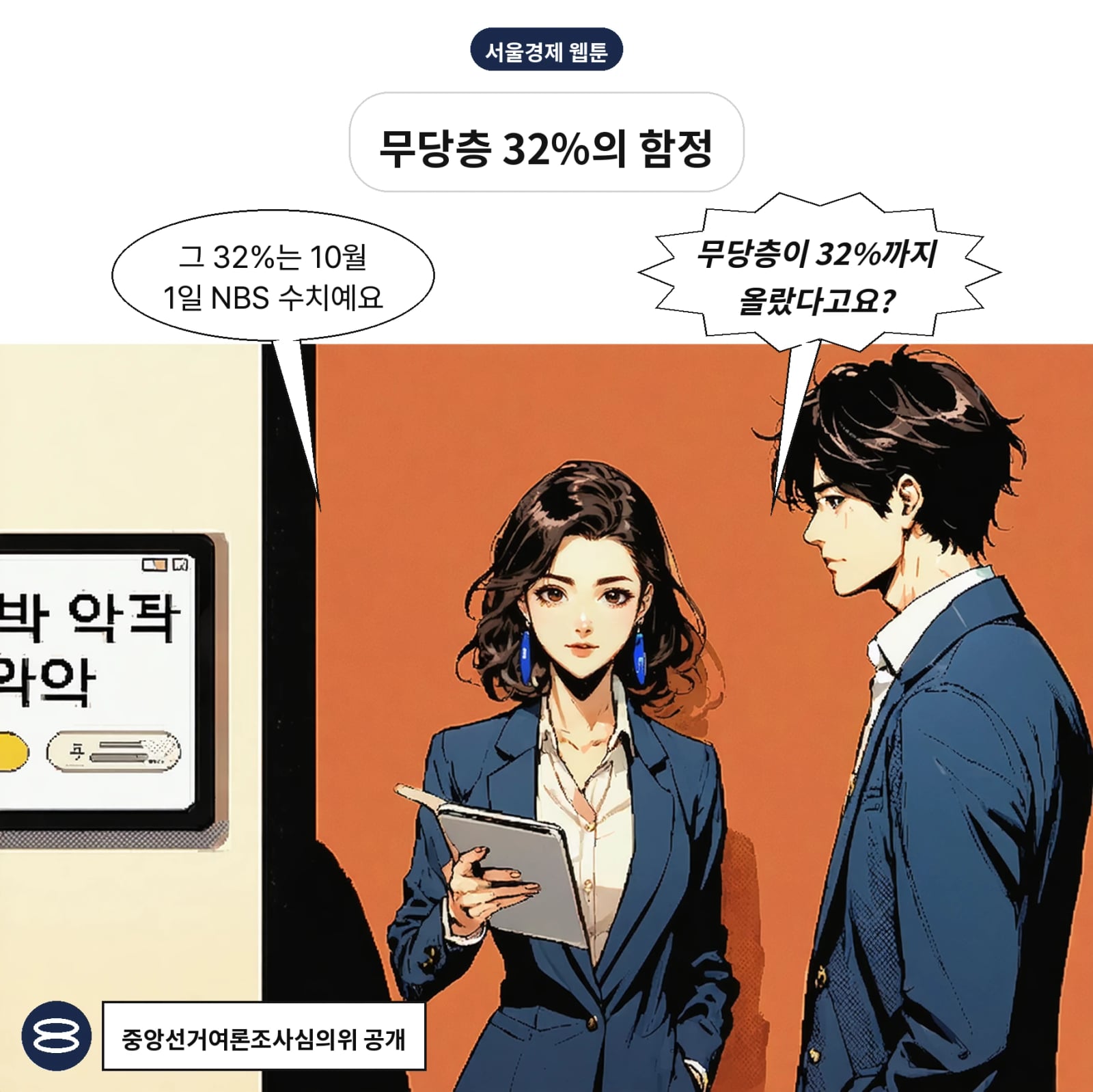 10월 1일 NBS에서 무당층은 32%로 집계됐다
