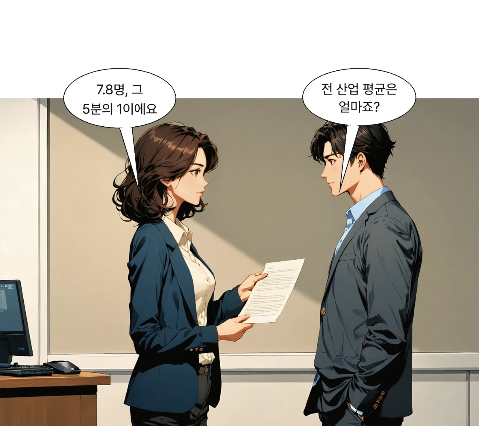 전 산업 평균 7.8명의 약 5분의 1 수준에 그친다
