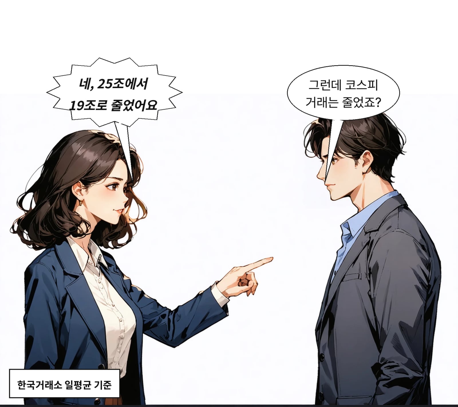 코스피 일평균 거래대금은 25조 8460억에서 19조 8355억 원으로 줄었다
