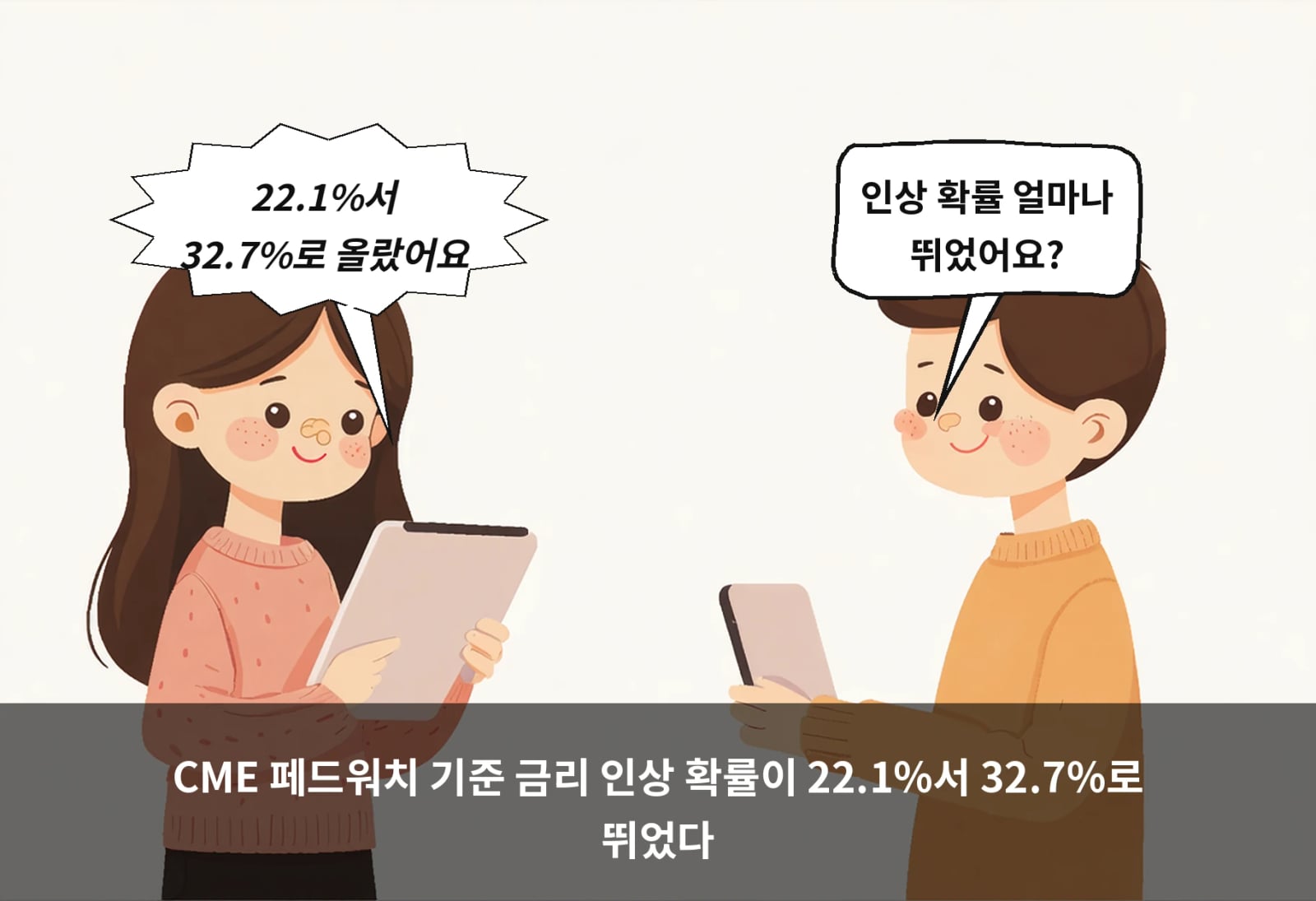 CME 페드워치 기준 금리 인상 확률이 22.1%서 32.7%로 뛰었다