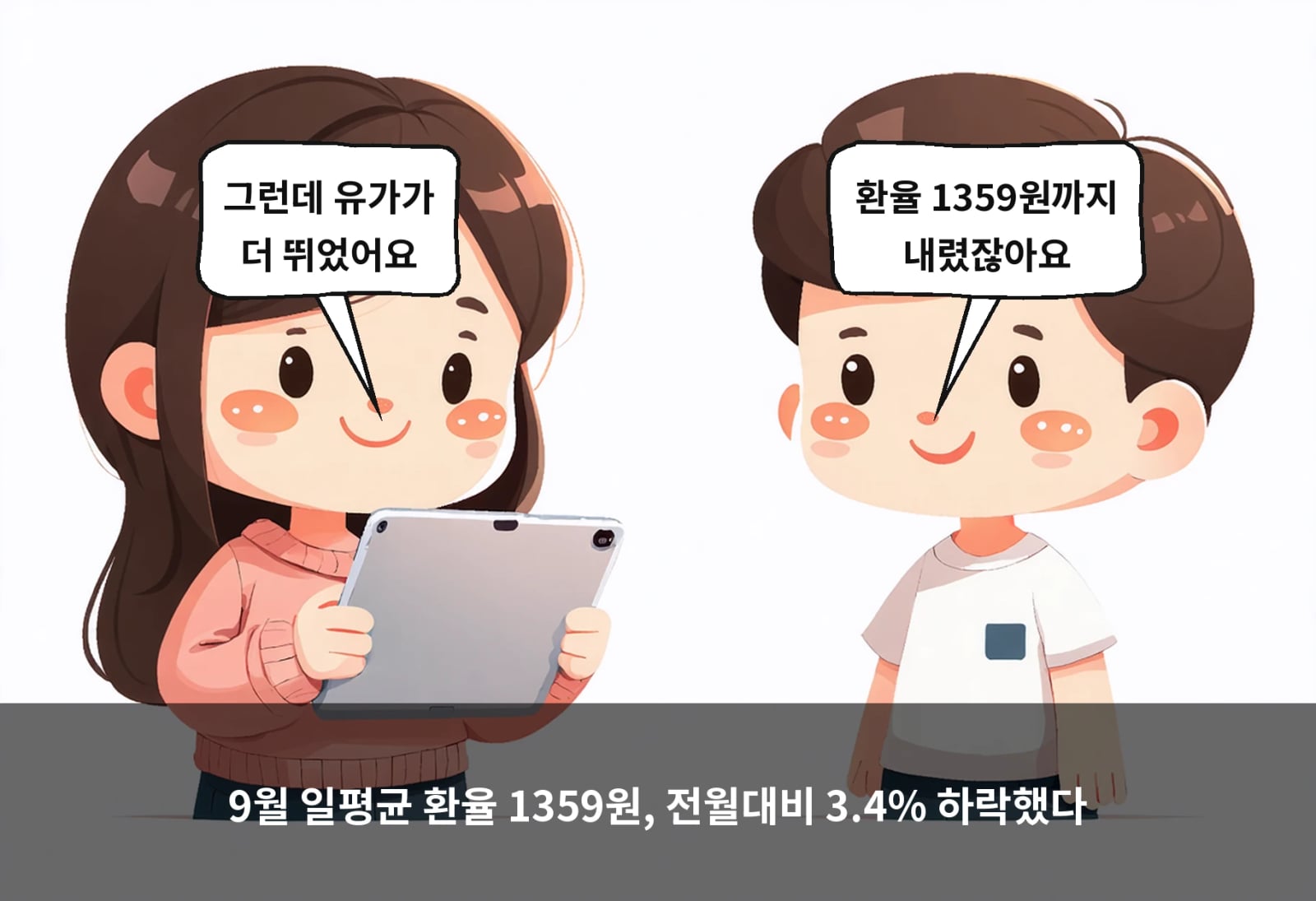 9월 일평균 환율 1359원, 전월대비 3.4% 하락했다