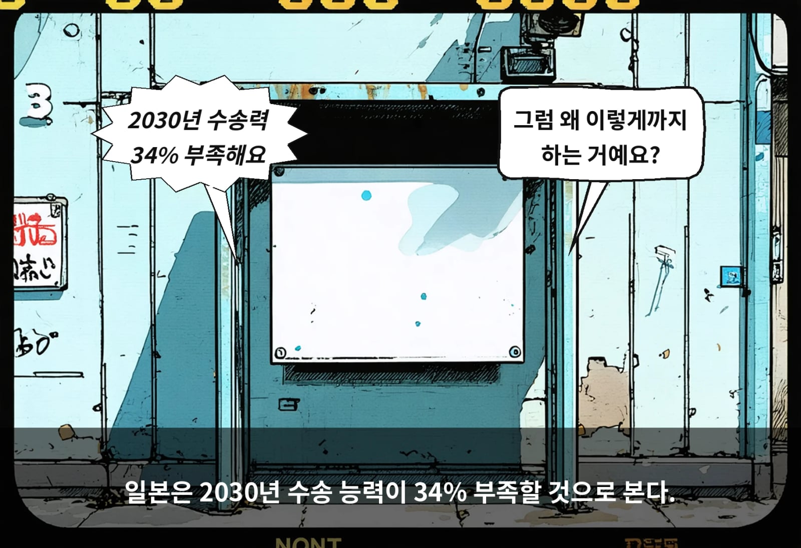 일본은 2030년 수송 능력이 34% 부족할 것으로 본다.