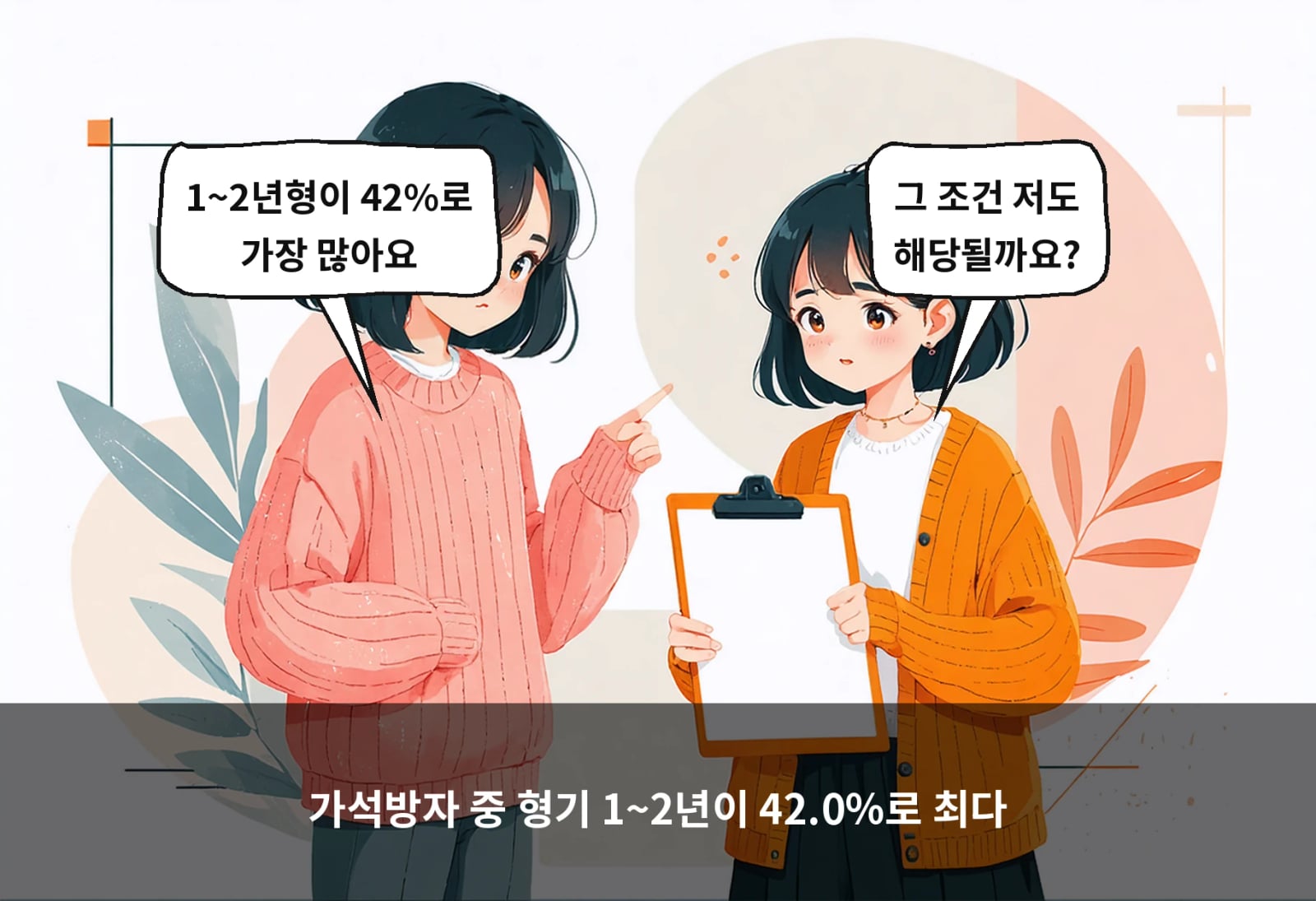가석방자 중 형기 1~2년이 42.0%로 최다