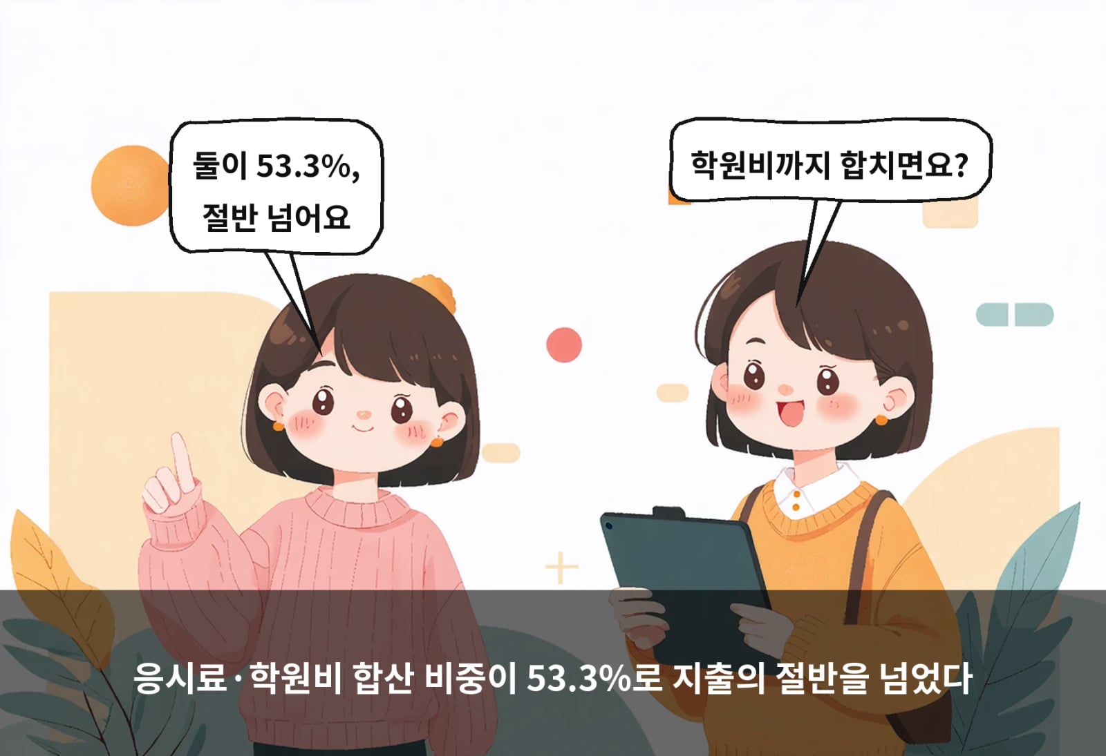 응시료·학원비 합산 비중이 53.3%로 지출의 절반을 넘었다