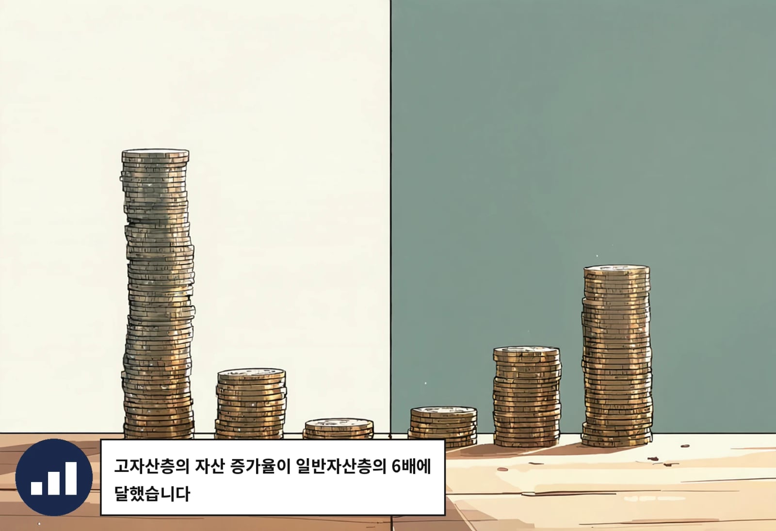 고자산층의 자산 증가율이 일반자산층의 6배에 달했습니다