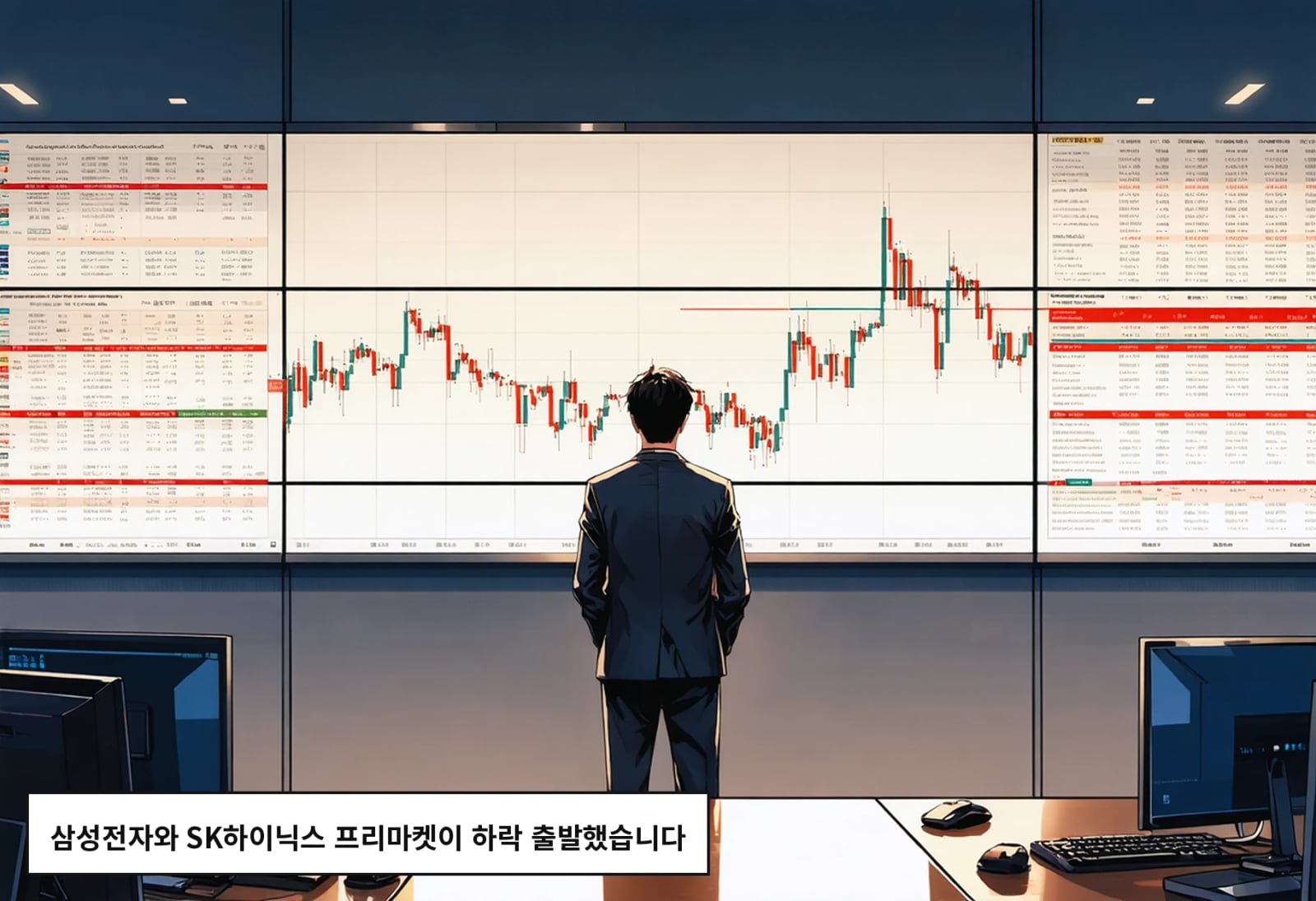 삼성전자와 SK하이닉스 프리마켓이 하락 출발했습니다