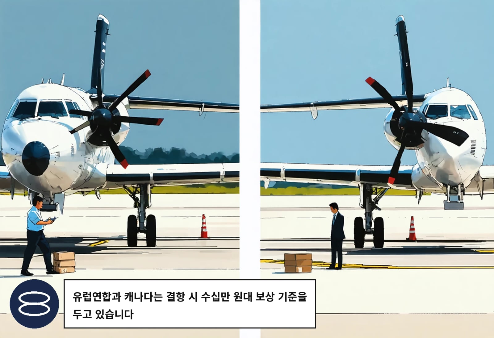 유럽연합과 캐나다는 결항 시 수십만 원대 보상 기준을 두고 있습니다