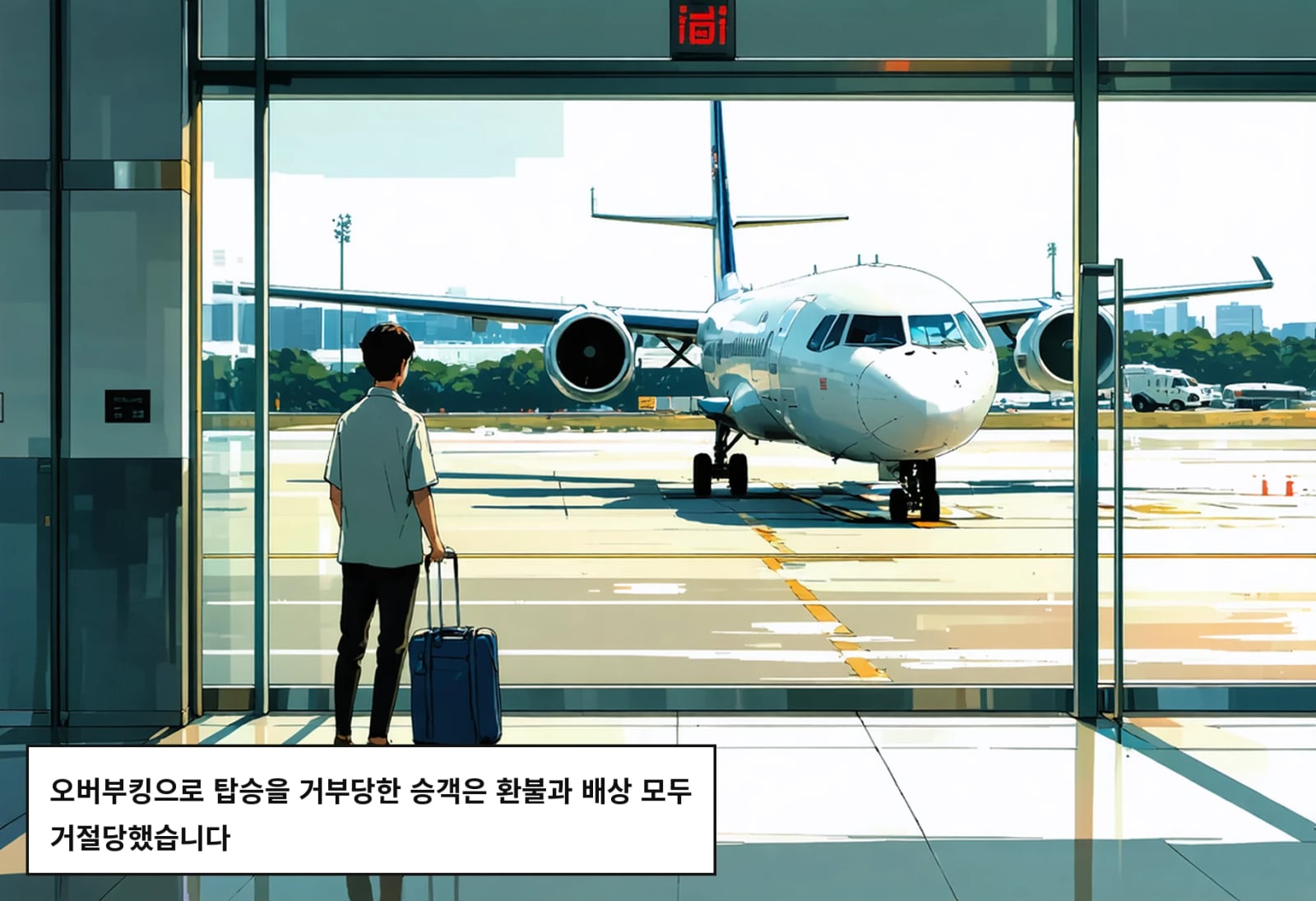 오버부킹으로 탑승을 거부당한 승객은 환불과 배상 모두 거절당했습니다