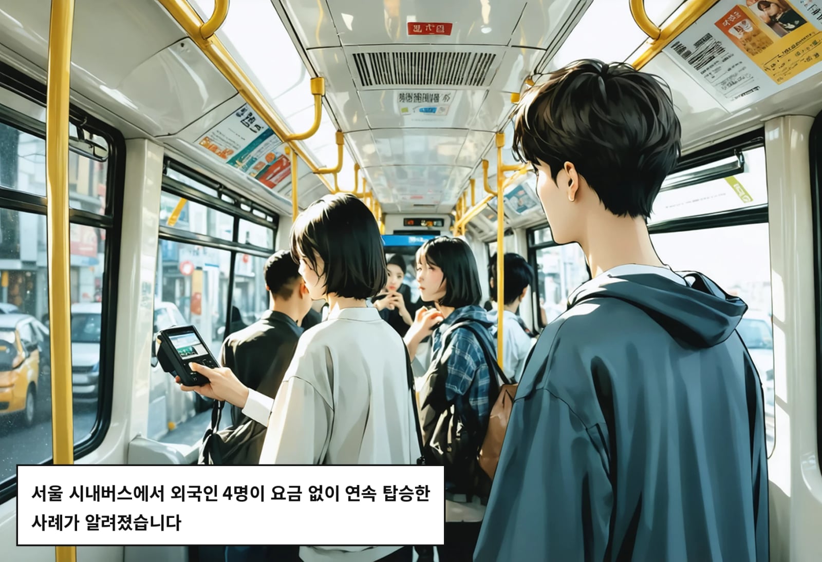 서울 시내버스에서 외국인 4명이 요금 없이 연속 탑승한 사례가 알려졌습니다