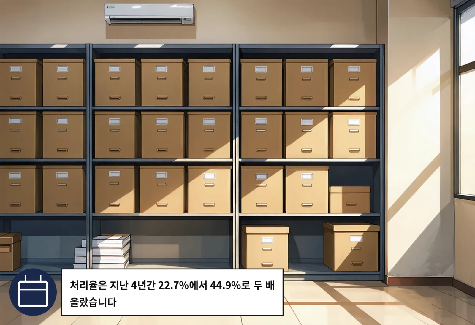 처리율은 지난 4년간 22.7%에서 44.9%로 두 배 올랐습니다