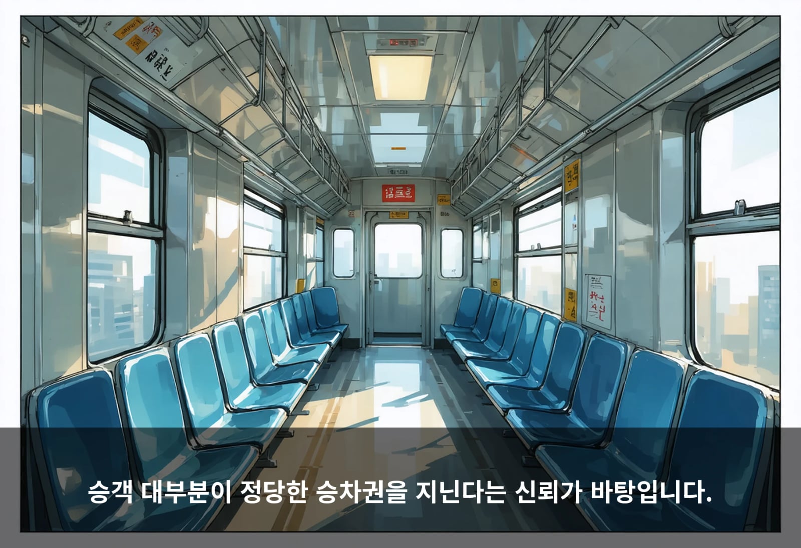 승객 대부분이 정당한 승차권을 지닌다는 신뢰가 바탕입니다.