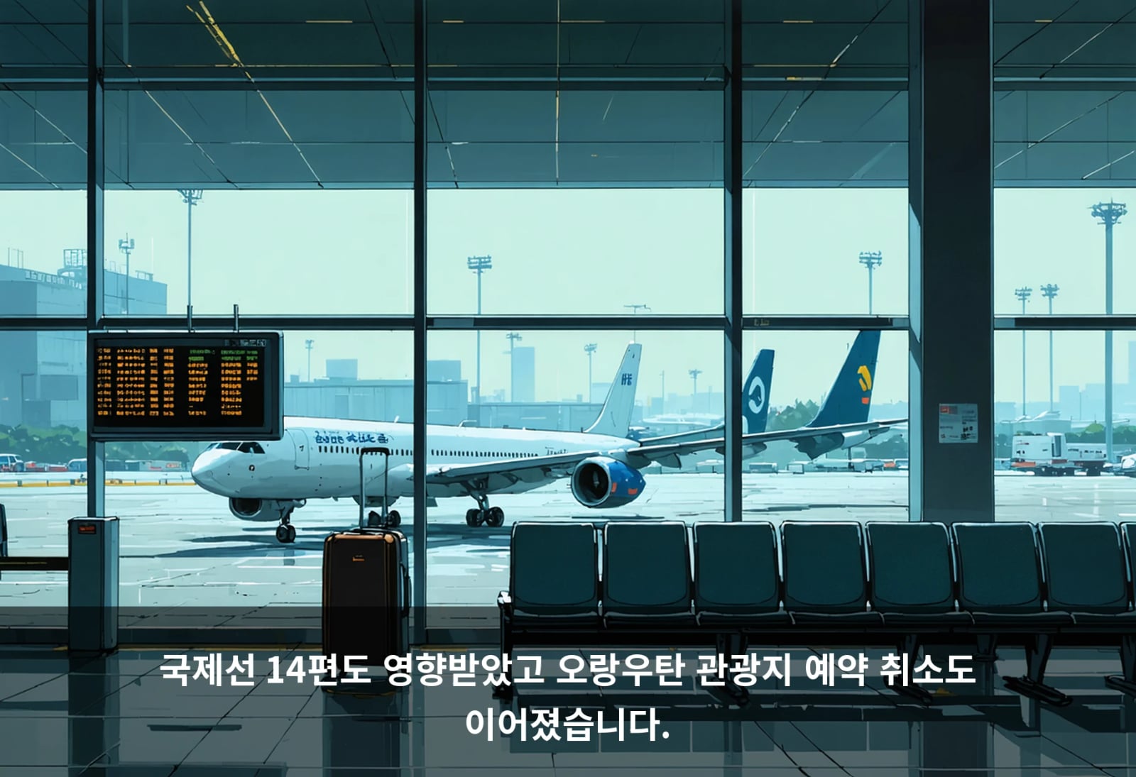 국제선 14편도 영향받았고 오랑우탄 관광지 예약 취소도 이어졌습니다.