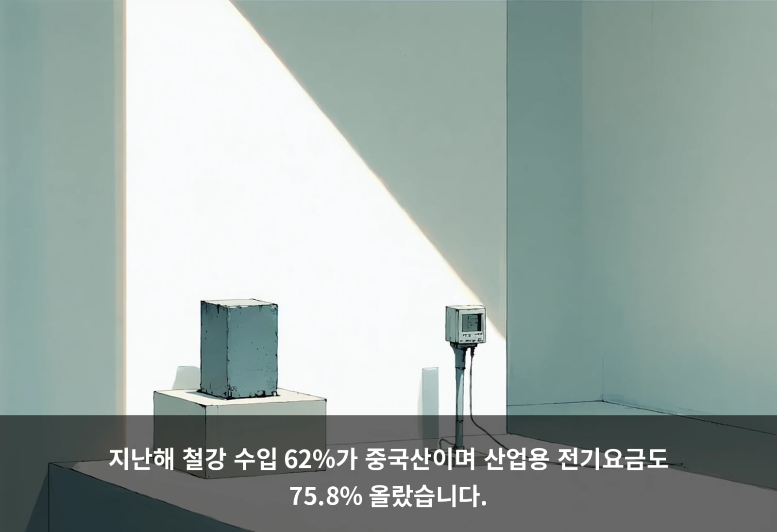 지난해 철강 수입 62%가 중국산이며 산업용 전기요금도 75.8% 올랐습니다.